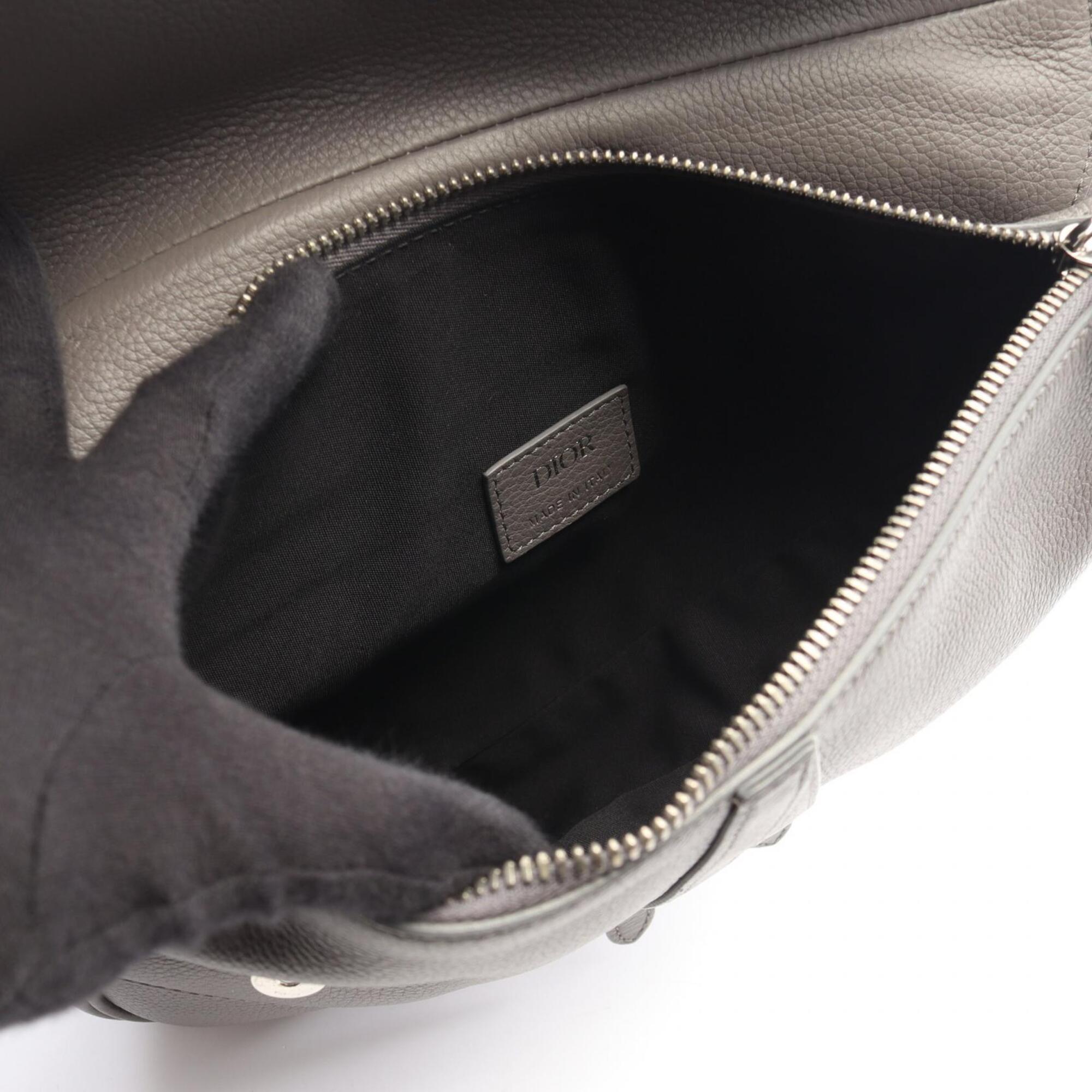 Christian Dior Gray Leather Fanny Pack Saddle Bag (Pre-Owned)