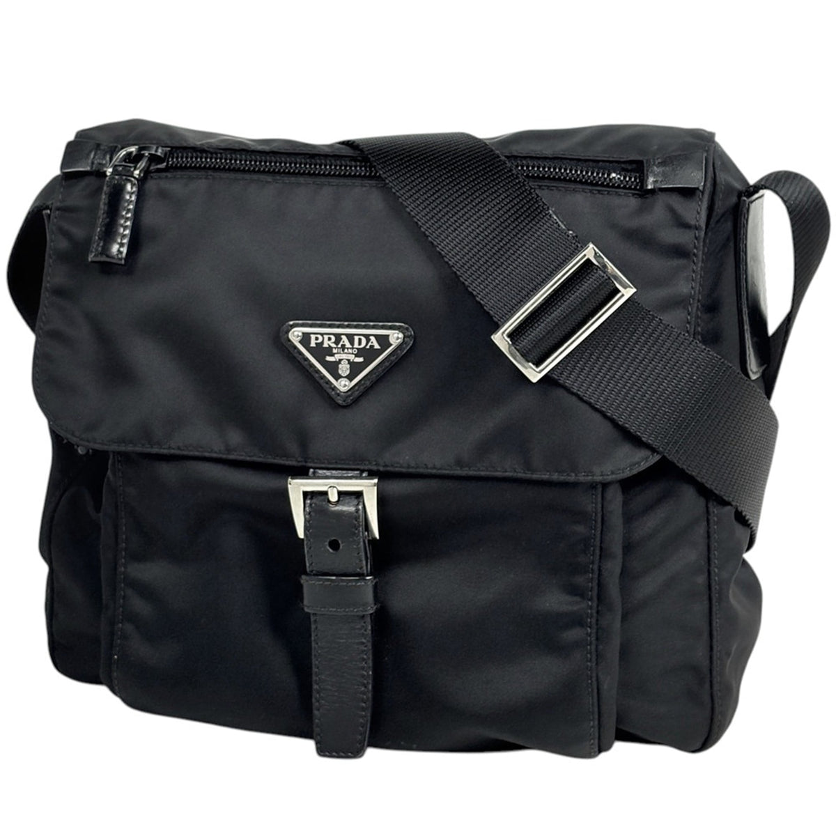Prada Black Nylon Leather Shoulder Bag (Pre-Owned)
