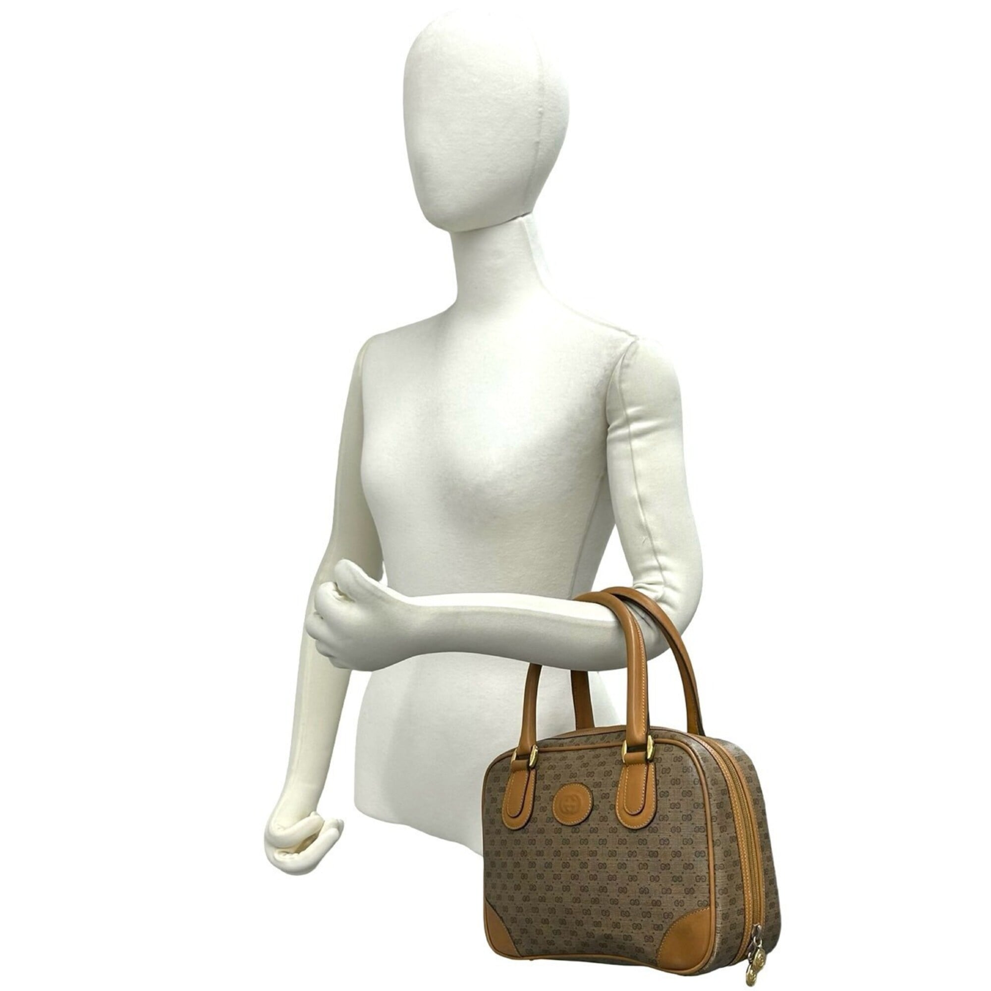 Gucci Brown Leather Pvc Boston Bag Handbag (Pre-Owned)