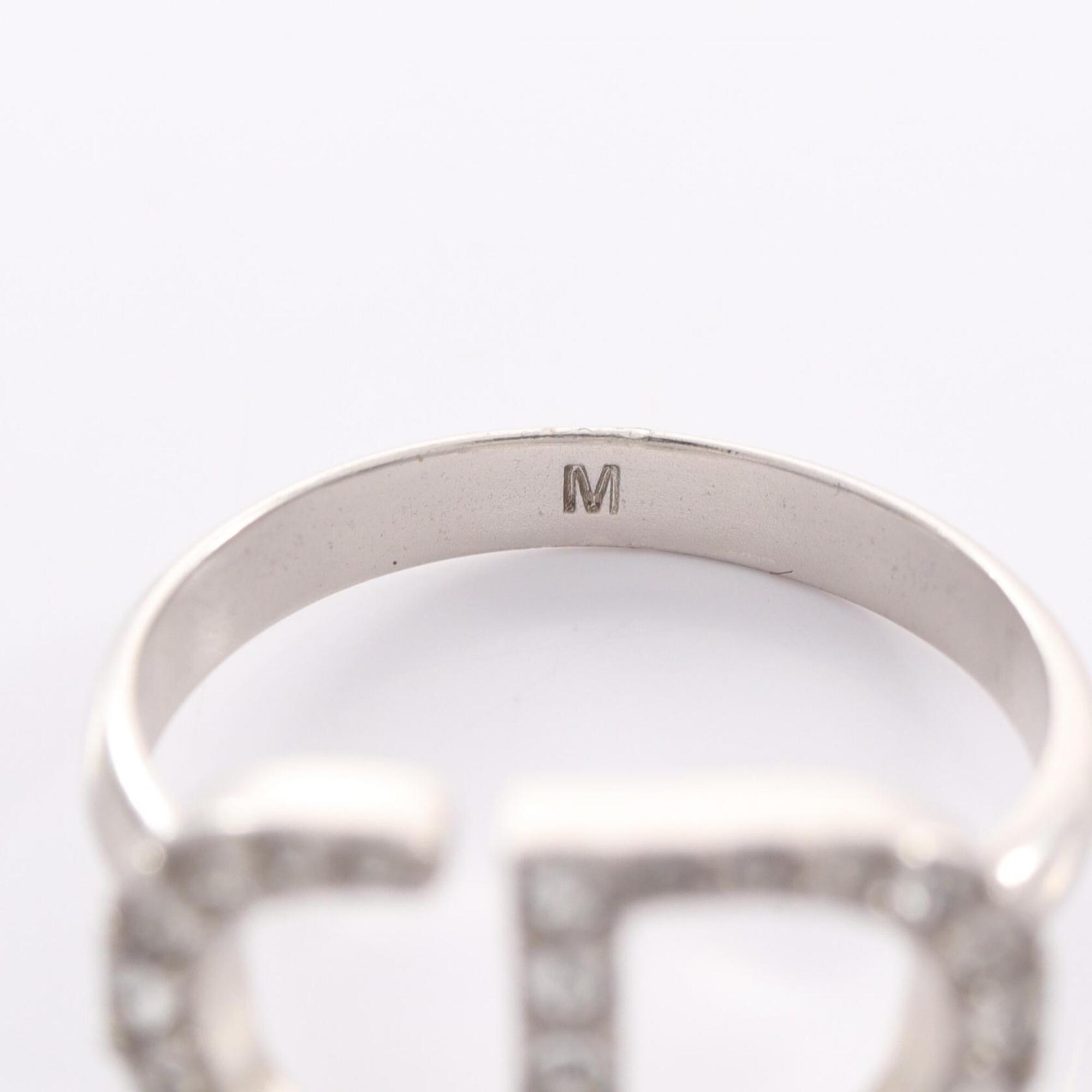 Christian Dior Silver Clear Metal Rhinestone Band Ring (Pre-Owned)