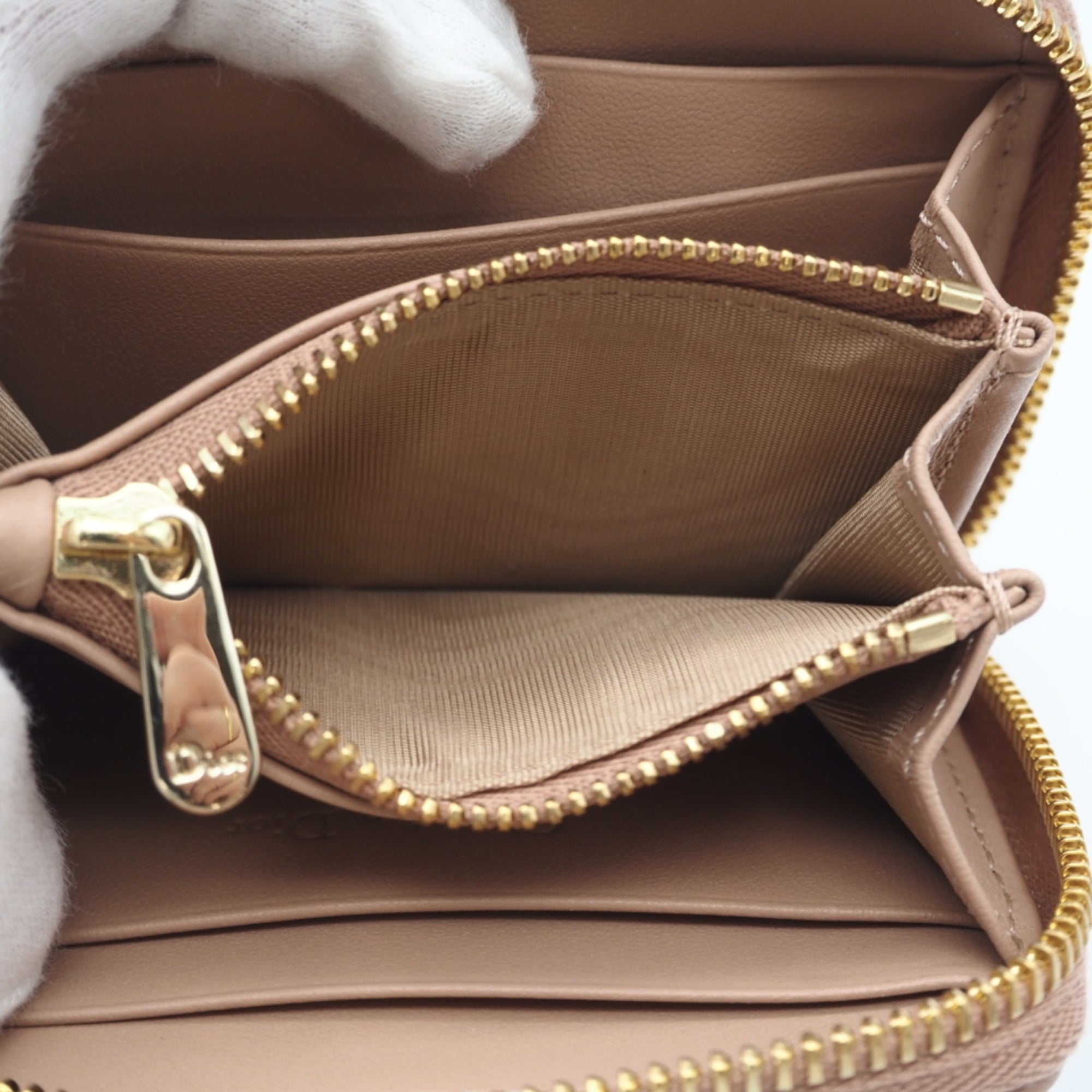 Christian Dior Lady Dior Pink Beige Leather Coin Purse/Coin Case (Pre-Owned)