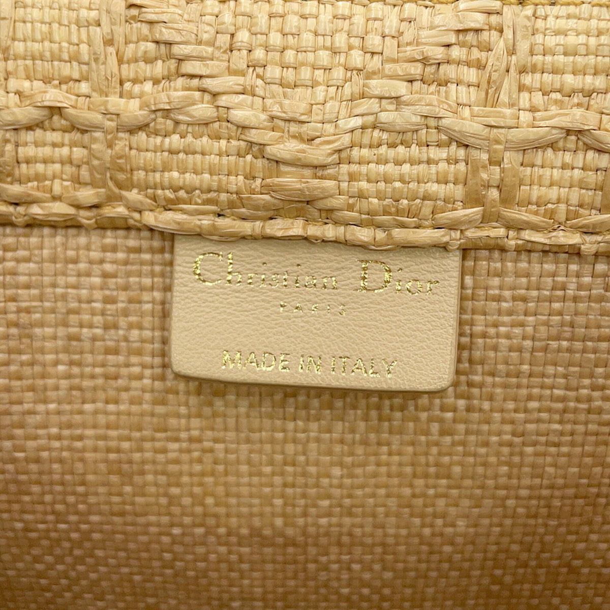 Christian Dior Beige Black Raffia Tote Bag (Pre-Owned)
