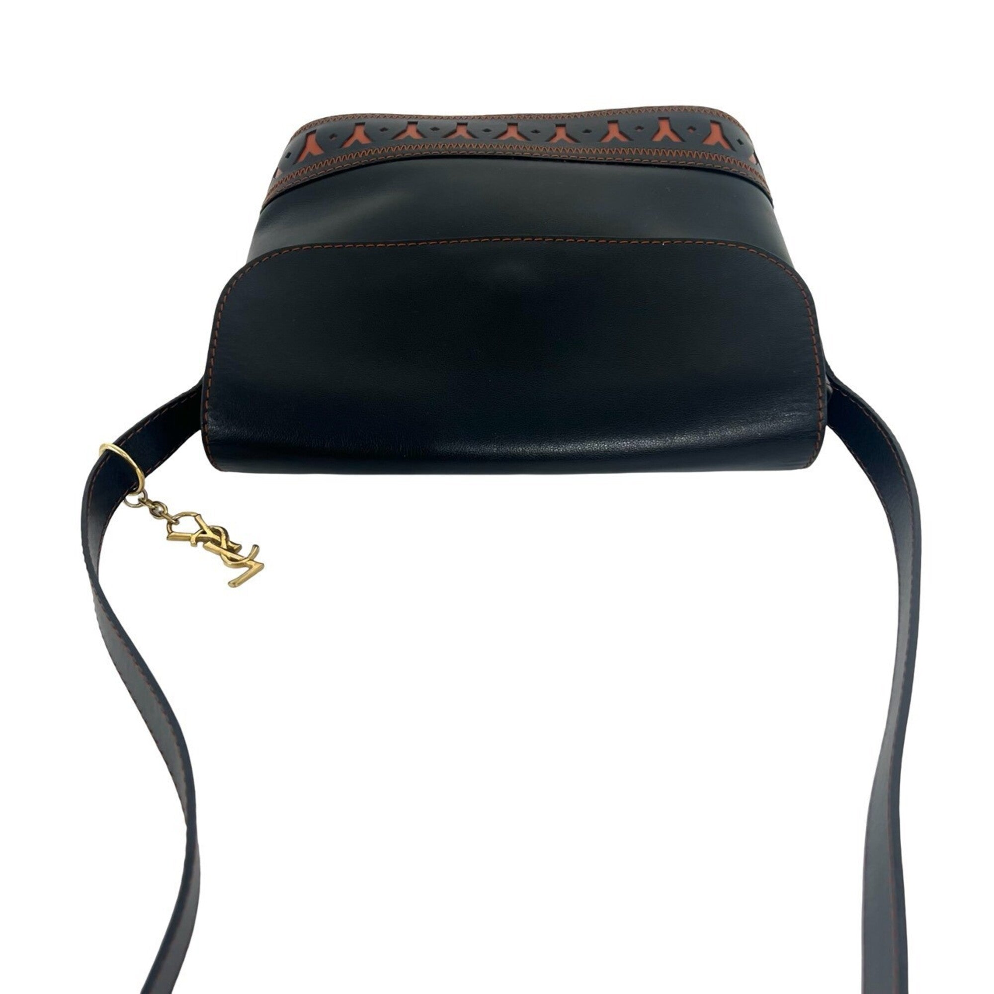 Yves Saint Laurent Black Brown Leather Shoulder Bag (Pre-Owned)
