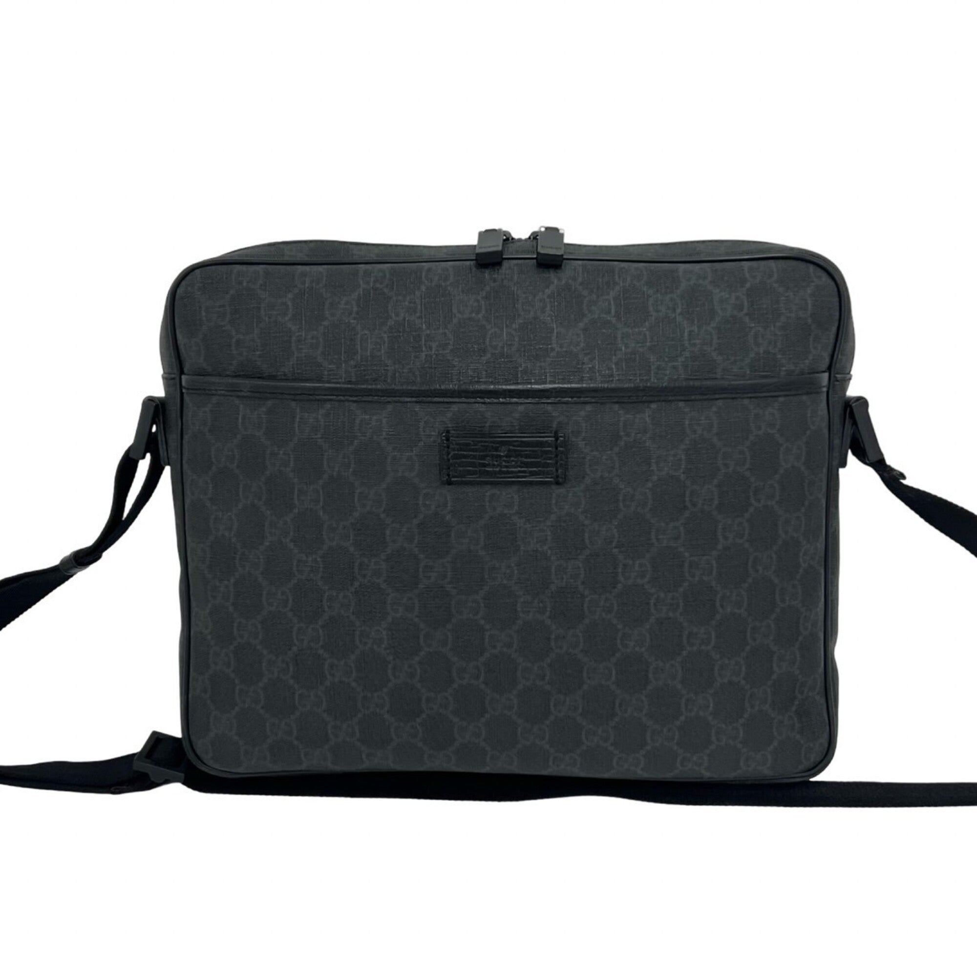 Gucci Black Pvc Leather Messenger Bag Shoulder Bag (Pre-Owned)