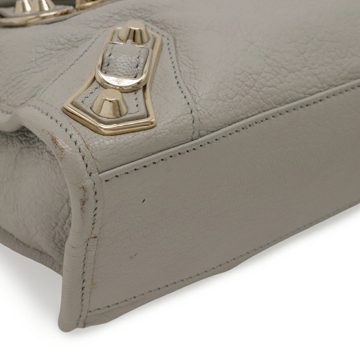 Balenciaga Light Gray Leather Handbag Shoulder Bag (Pre-Owned)