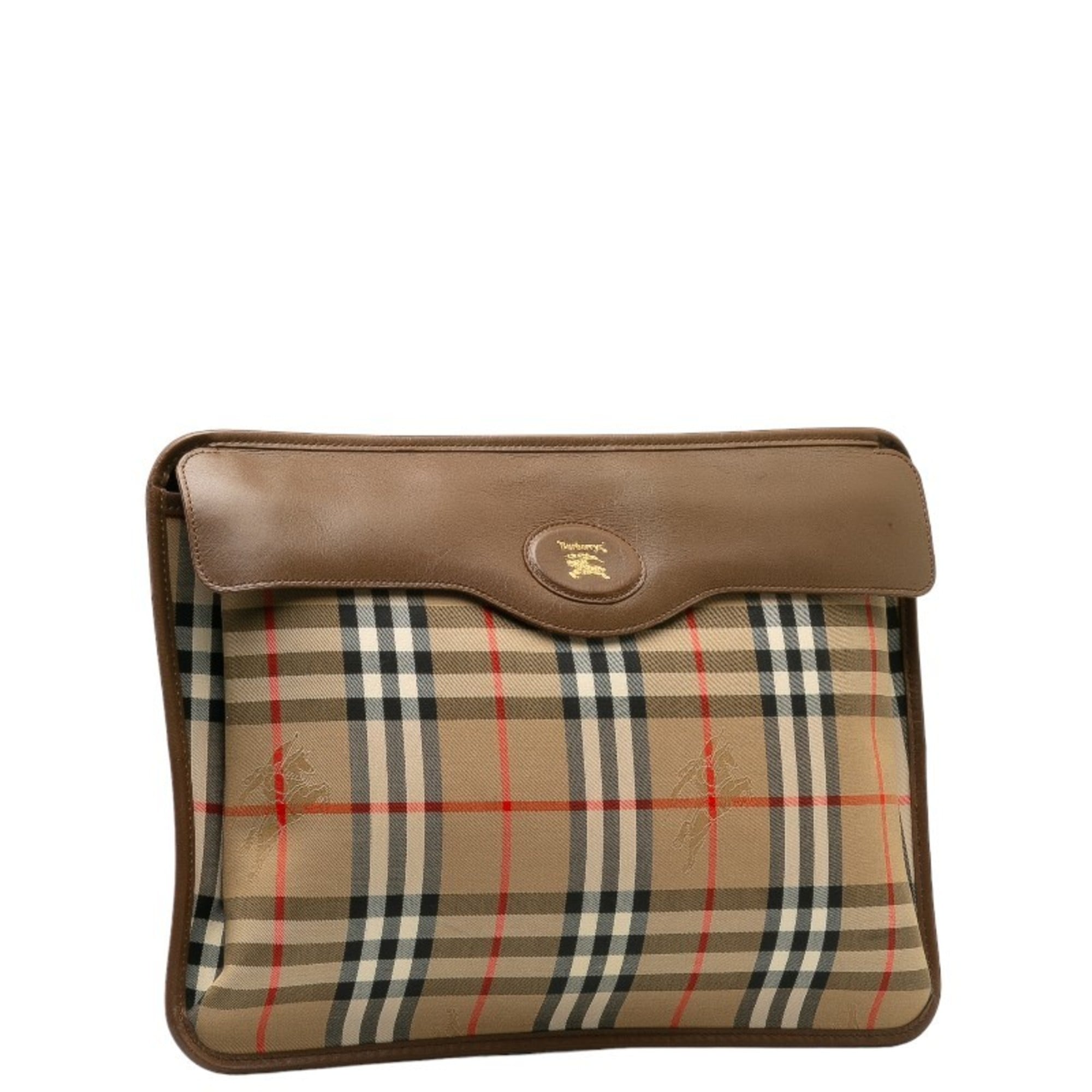 Burberry Beige Canvas Leather Clutch Bag (Pre-Owned)
