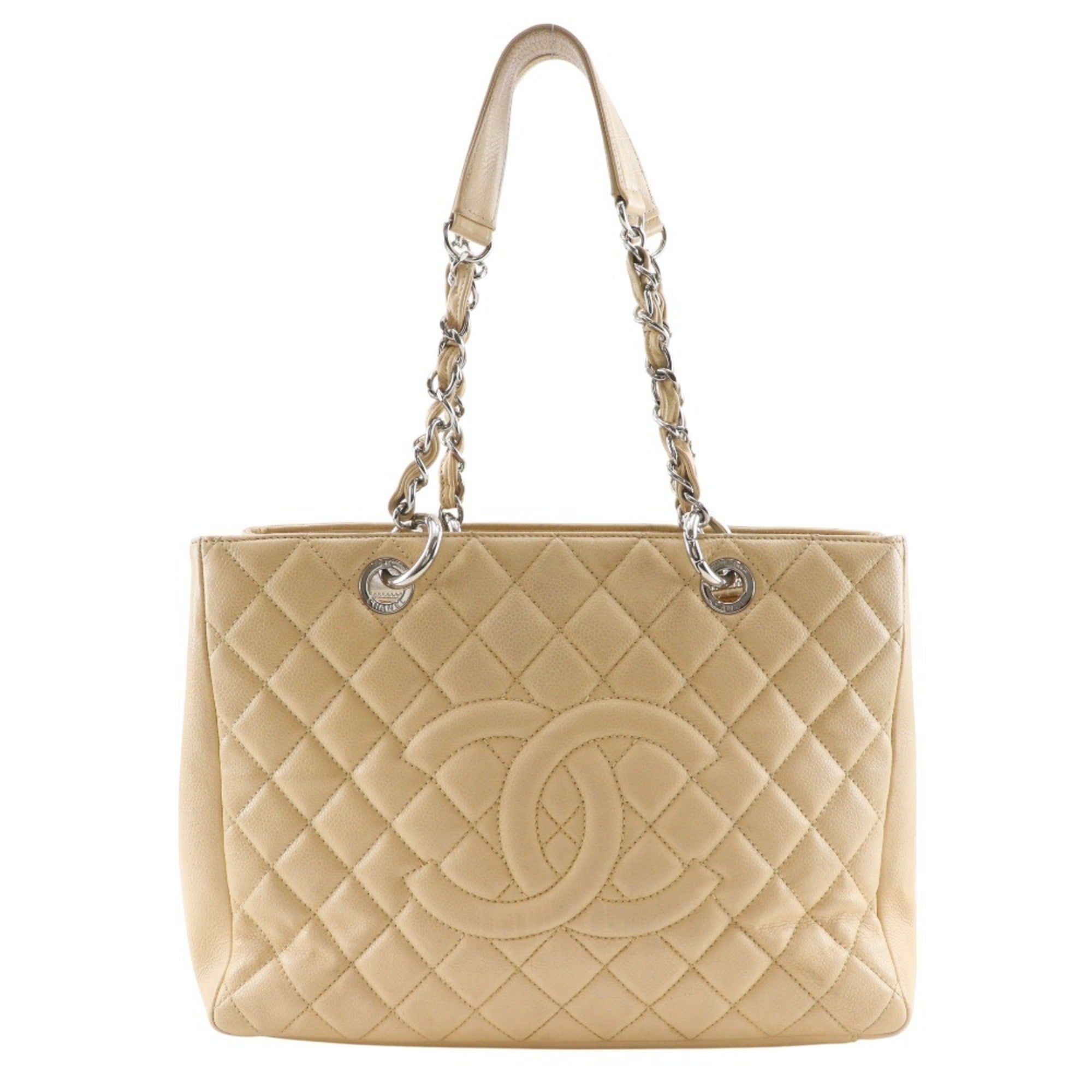 Chanel Beige Grained Calfskin Tote Bag (Pre-Owned)