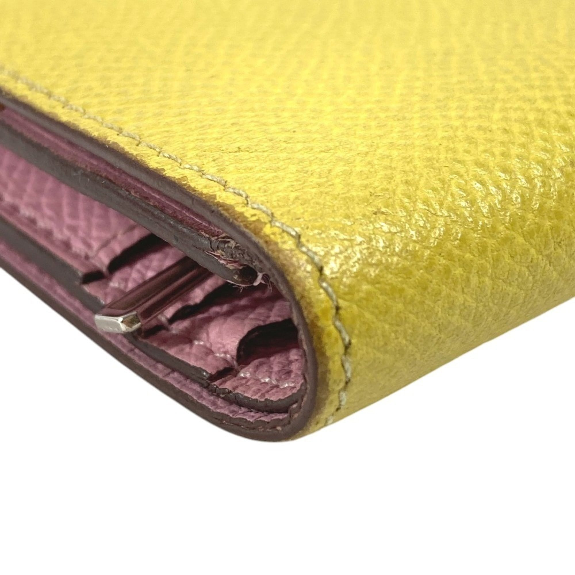 Hermes Pink Yellow Epsom Leather Wallet (Bi-Fold) (Pre-Owned)