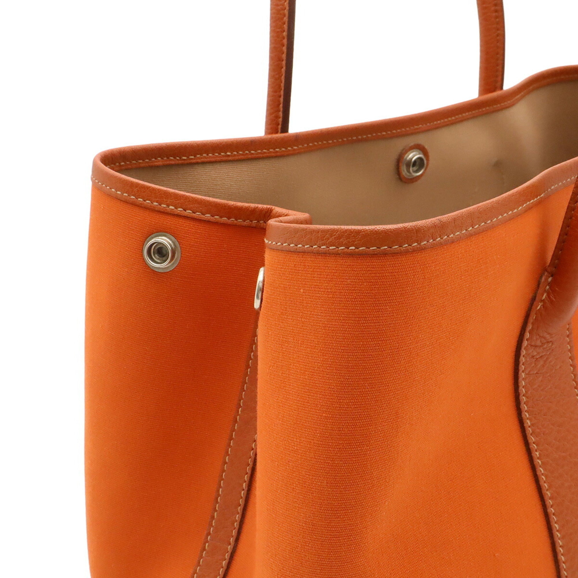 Hermes Garden Potiron Toile Officier Buffalo Leather Handbag Tote Bag (Pre-Owned)