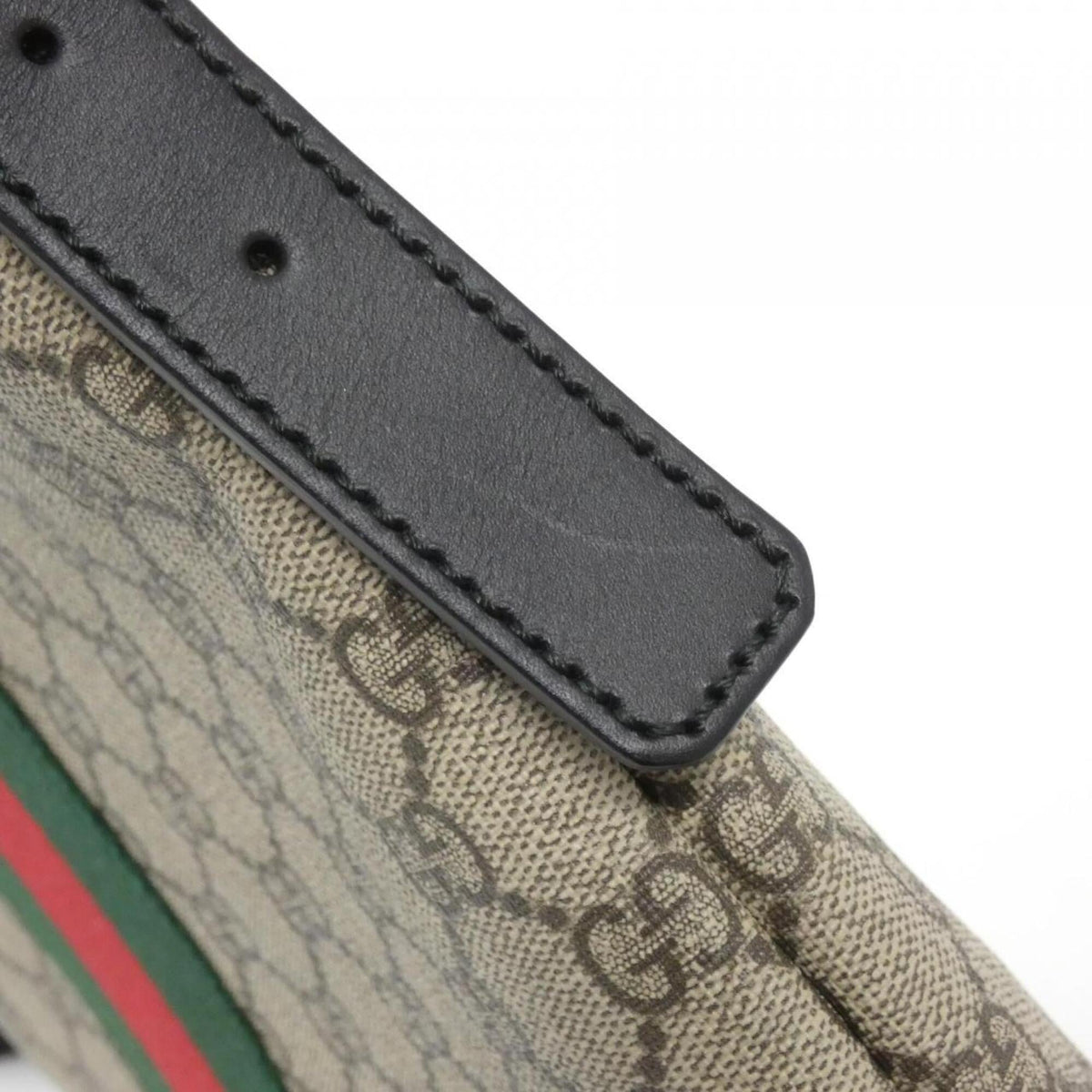 Gucci Beige Black Gg Supreme Canvas Shoulder Bag (Pre-Owned)
