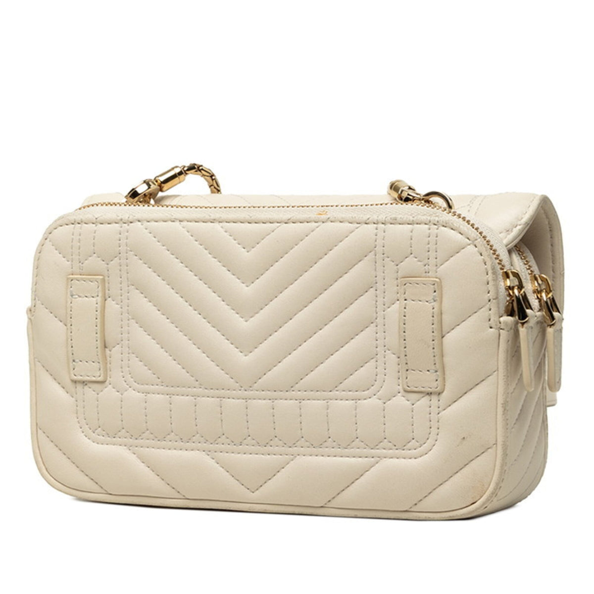 Bvlgari White Leather Shoulder Bag Sling Bag (Pre-Owned)