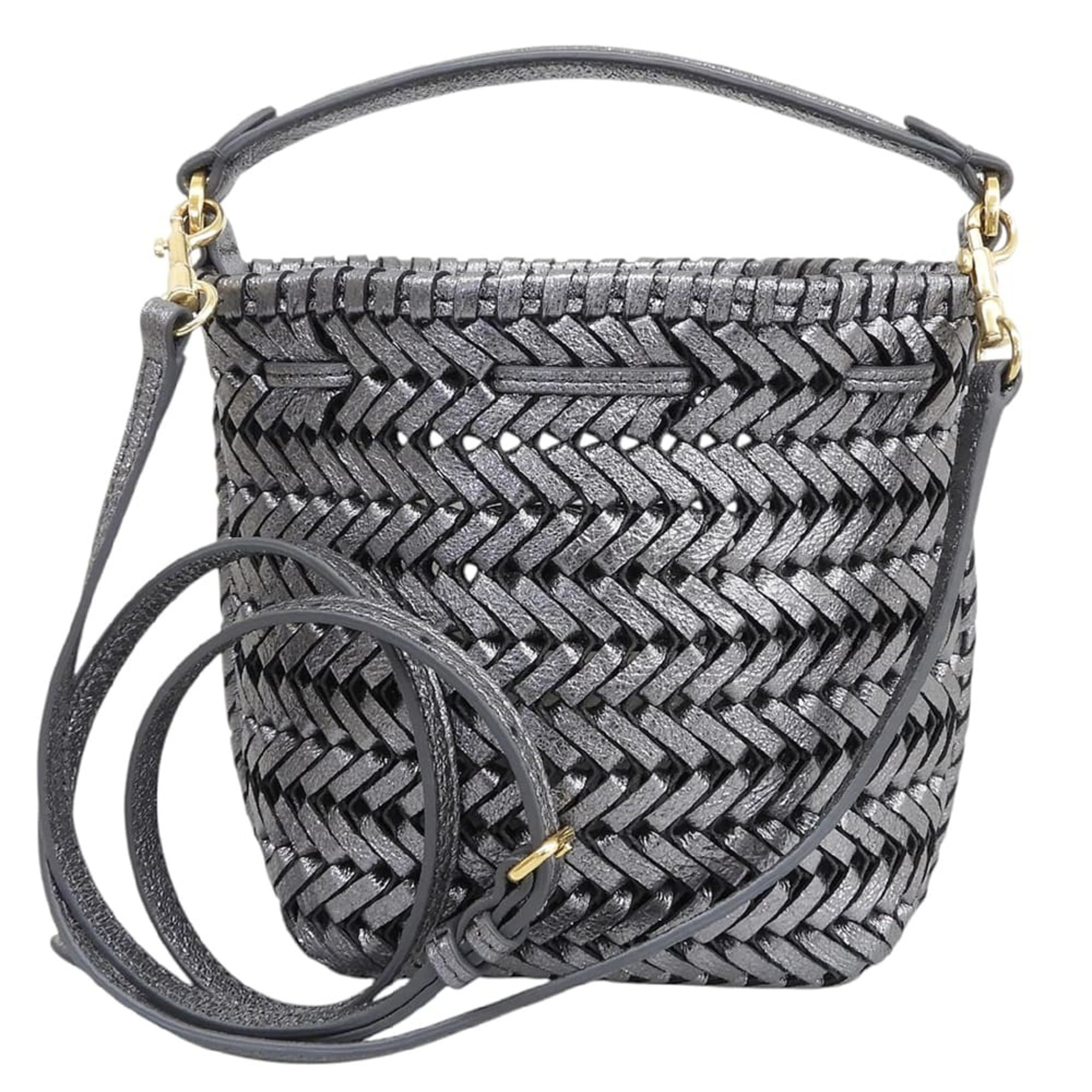 Anya Hindmarch Metallic Gray Leather Shoulder Bag (Pre-Owned)