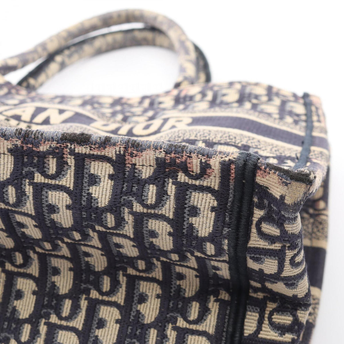 Christian Dior Ivory Navy Canvas Handbag Tote Bag (Pre-Owned)