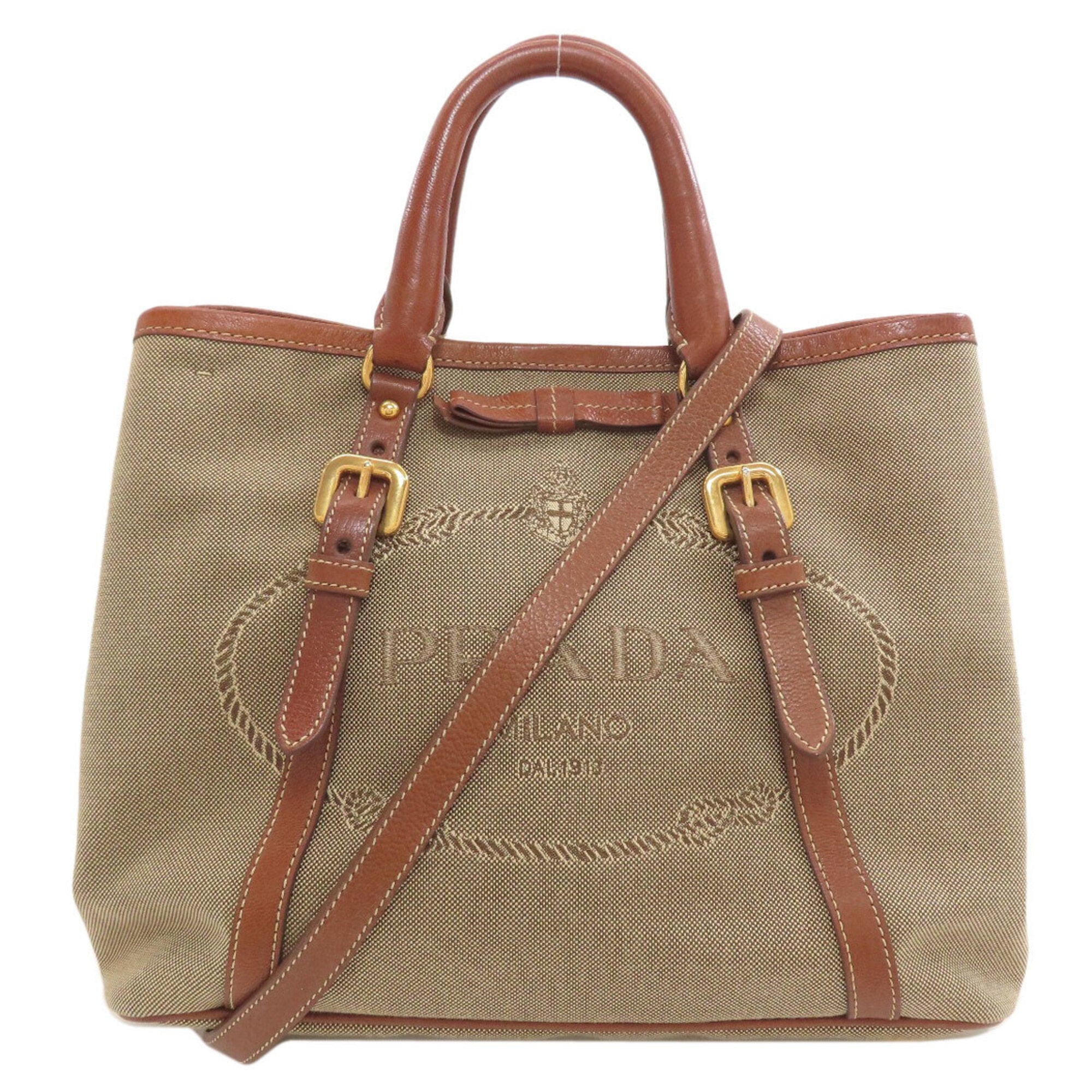 Prada Brown Canvas Handbag (Pre-Owned)