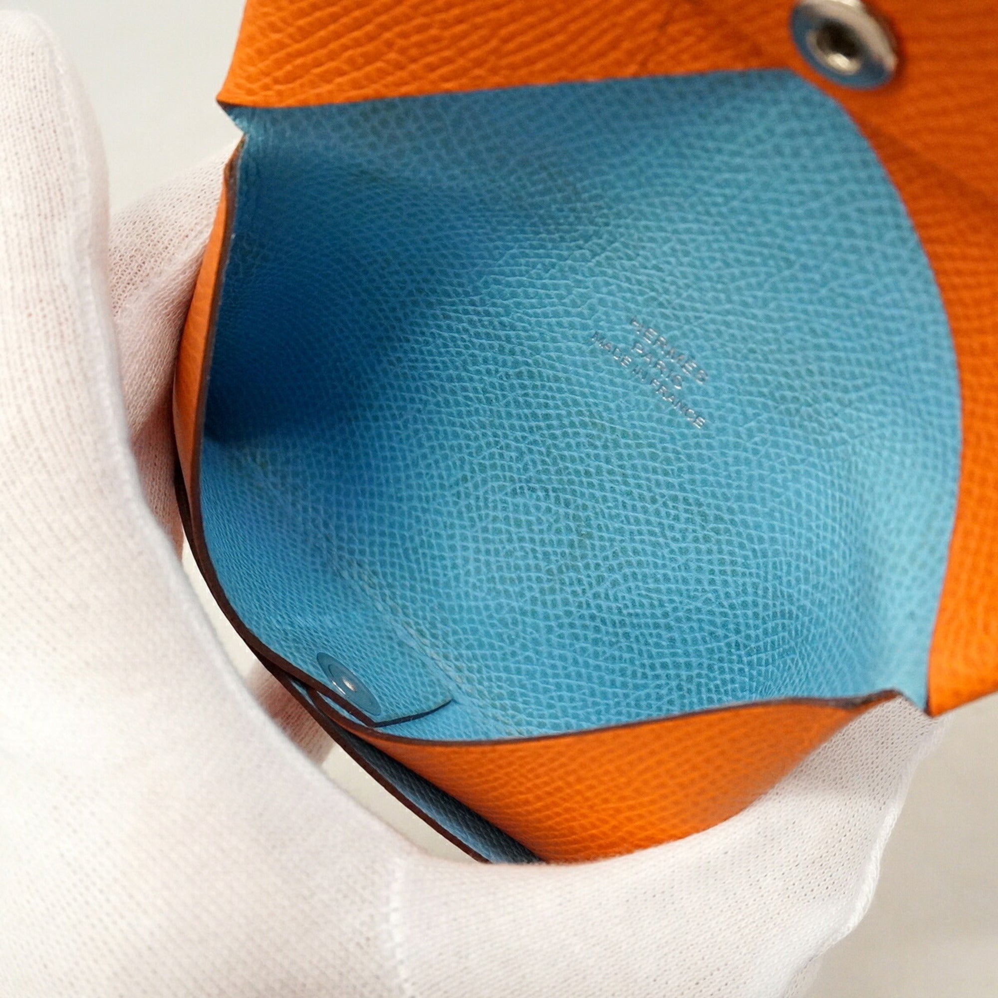 Hermes Celeste Orange Epsom Leather Leather Coin Purse/Coin Case (Pre-Owned)