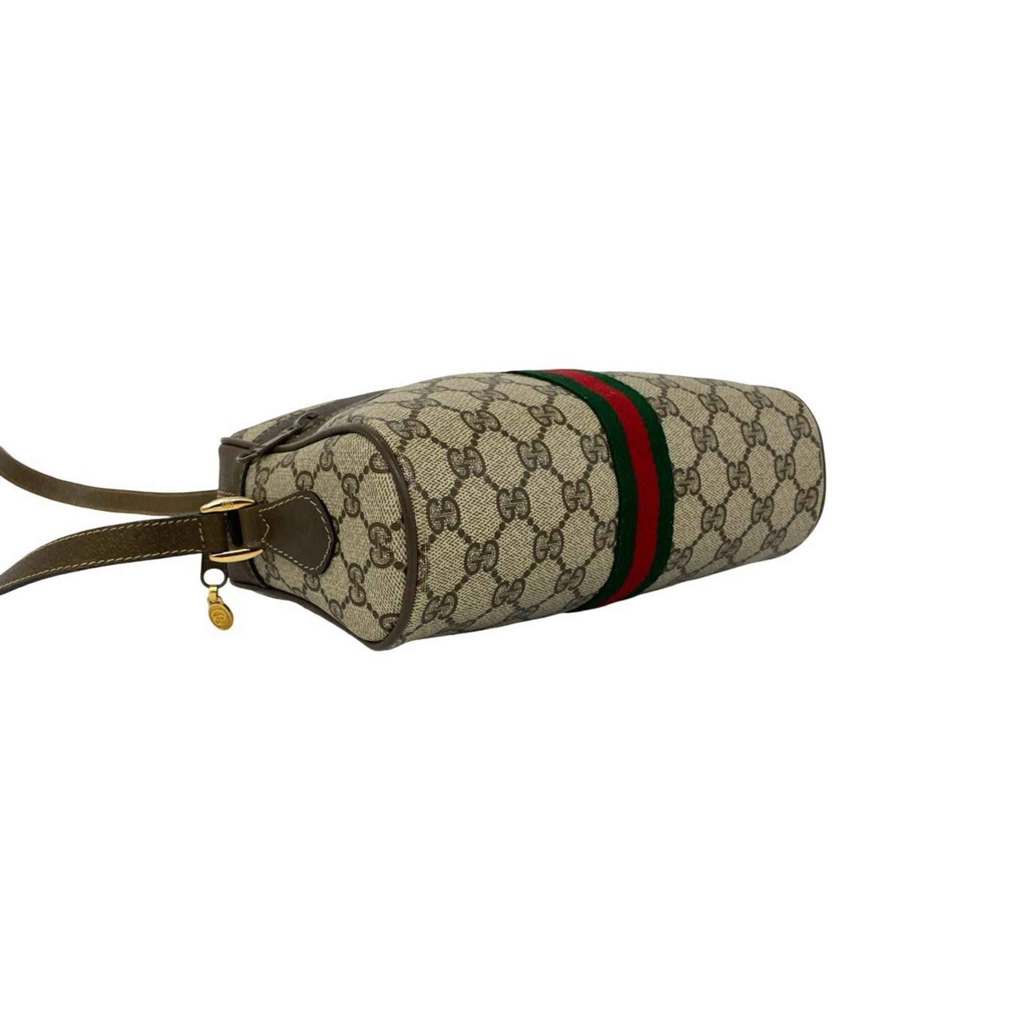 Gucci Brown Green Red Color Leather Pvc Shoulder Bag (Pre-Owned)