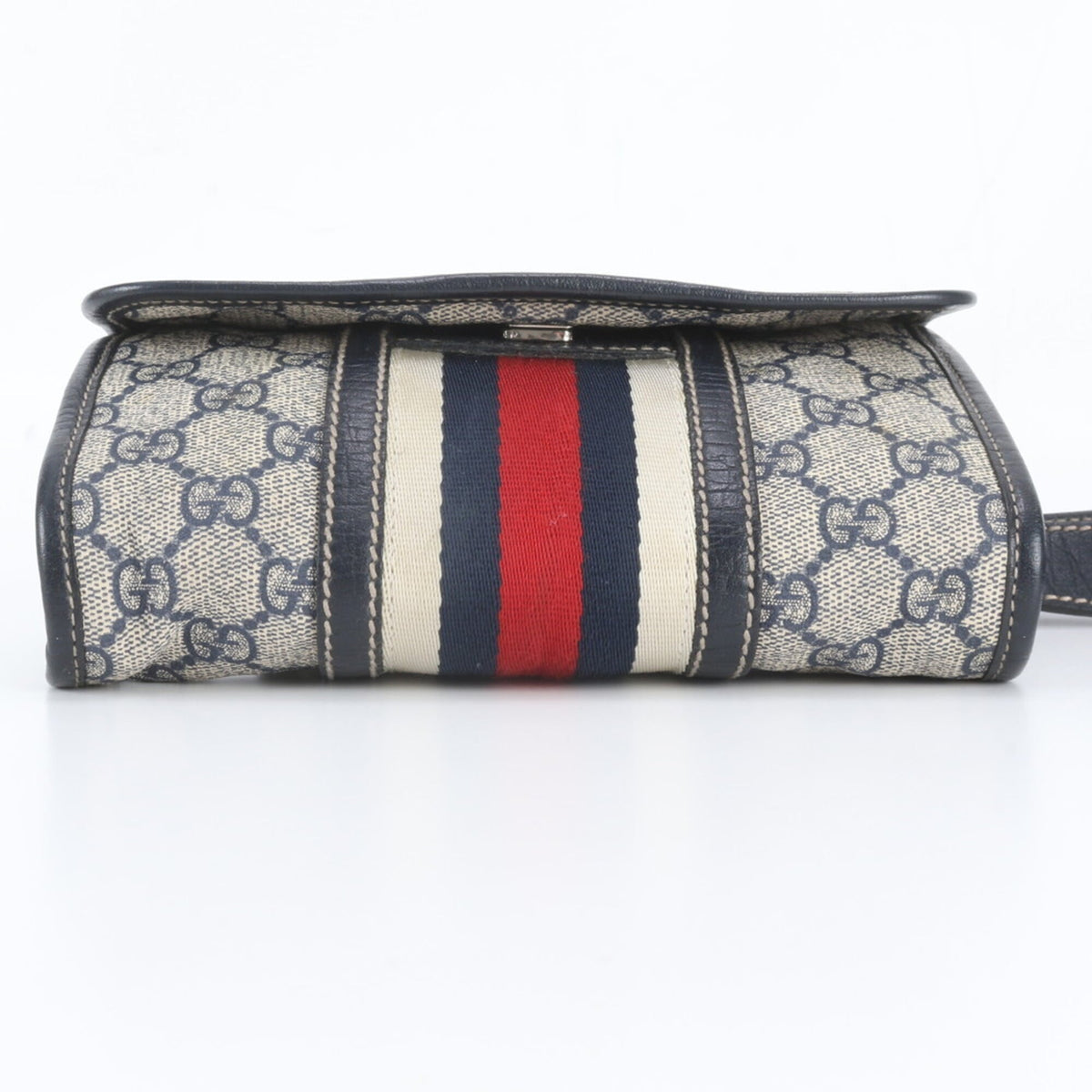 Gucci Navy Leather Coated Canvas Pouch Sling Bag (Pre-Owned)