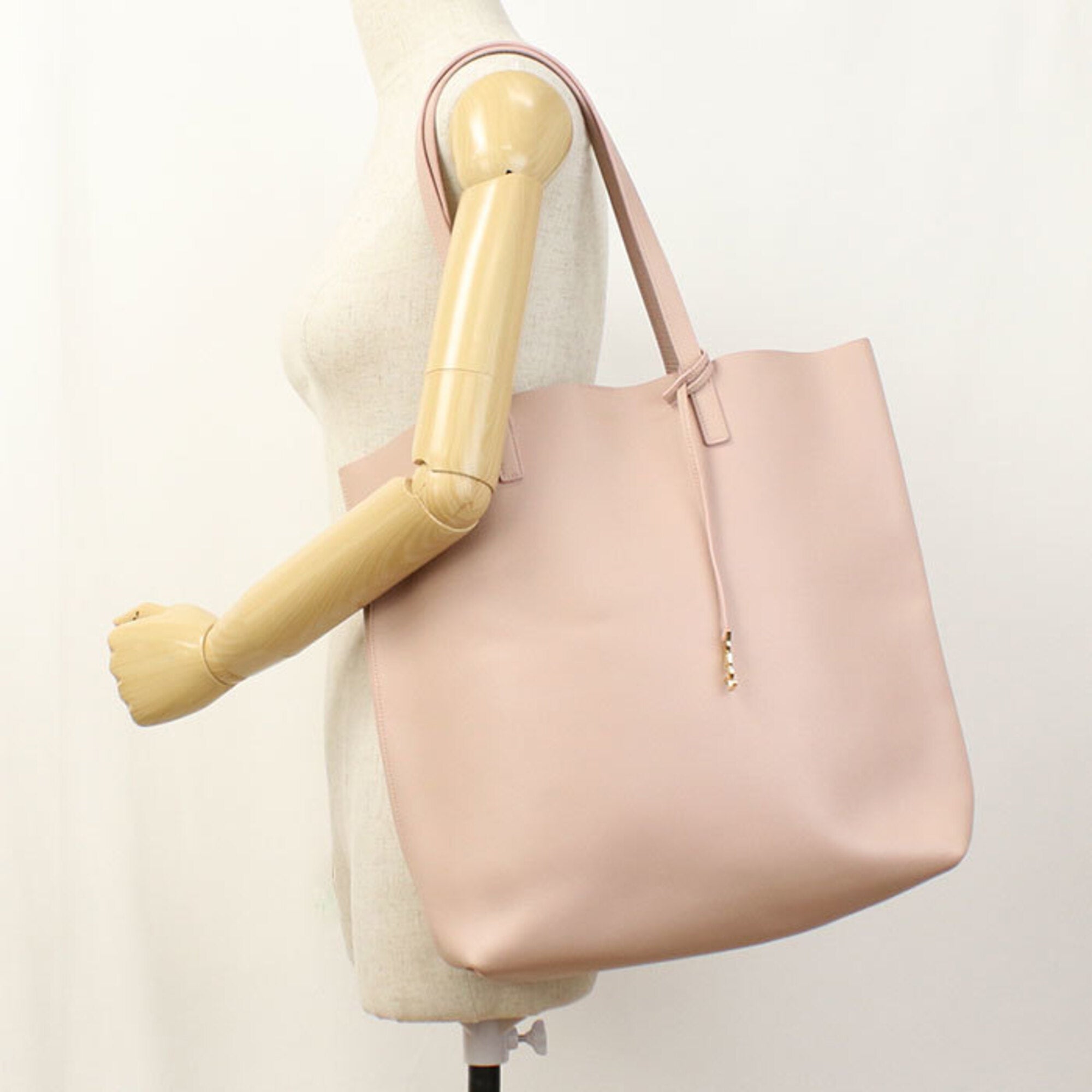 Saint Laurent Pink Leather Pouch Tote Bag (Pre-Owned)