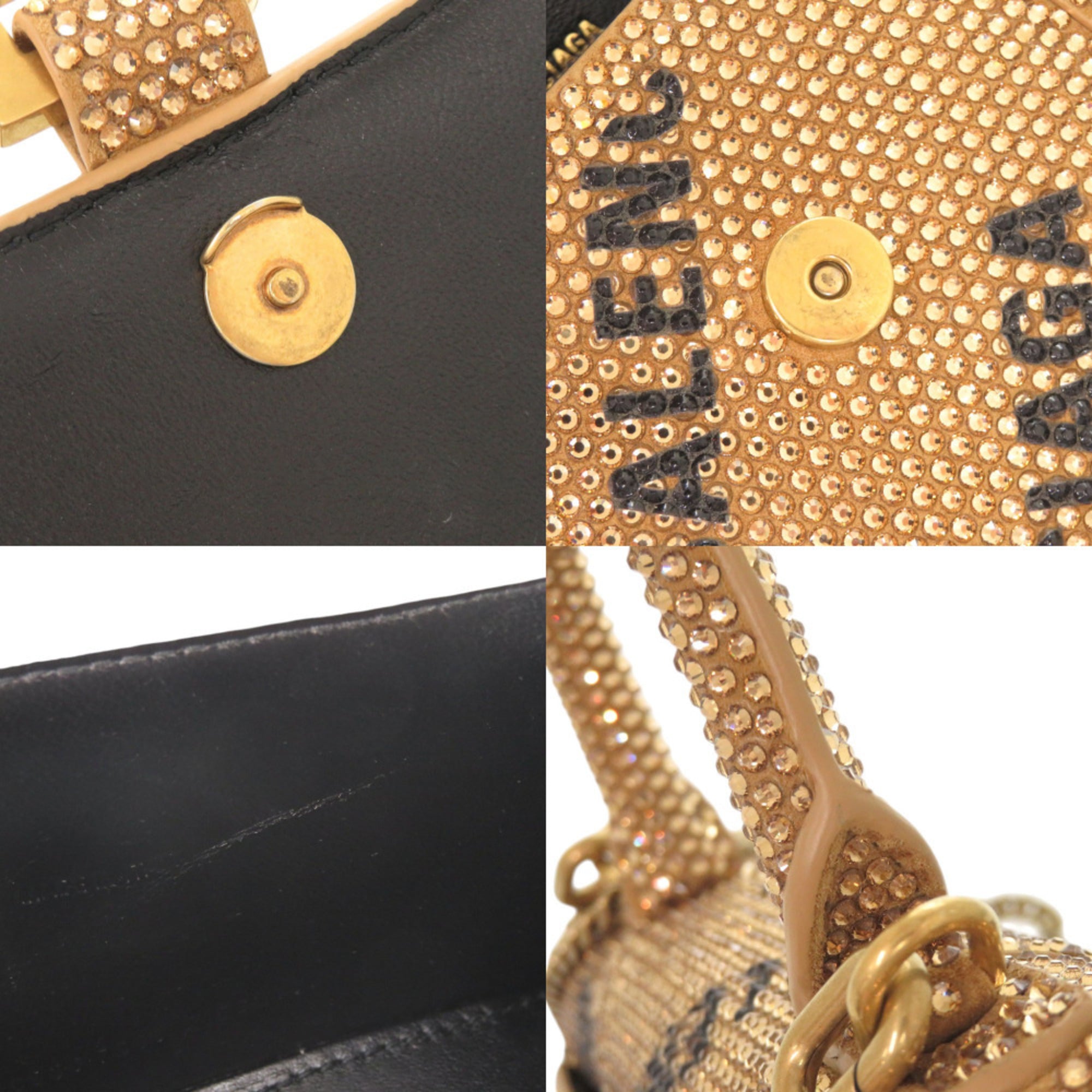 Balenciaga Gold Rhinestone Suede Handbag Shoulder Bag (Pre-Owned)