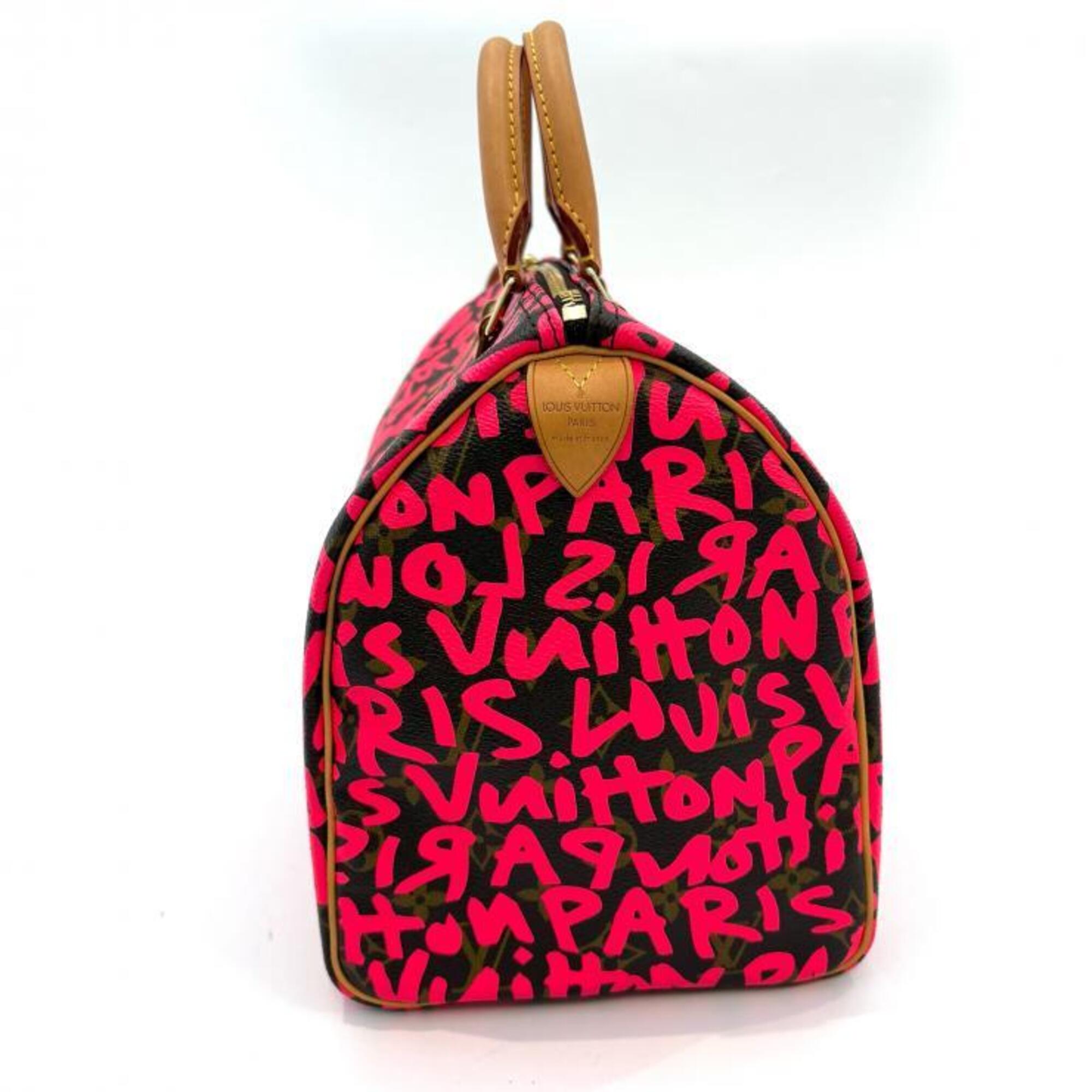Louis Vuitton Brown Fuchsia Pink Monogram Graffiti Handbag (Pre-Owned)