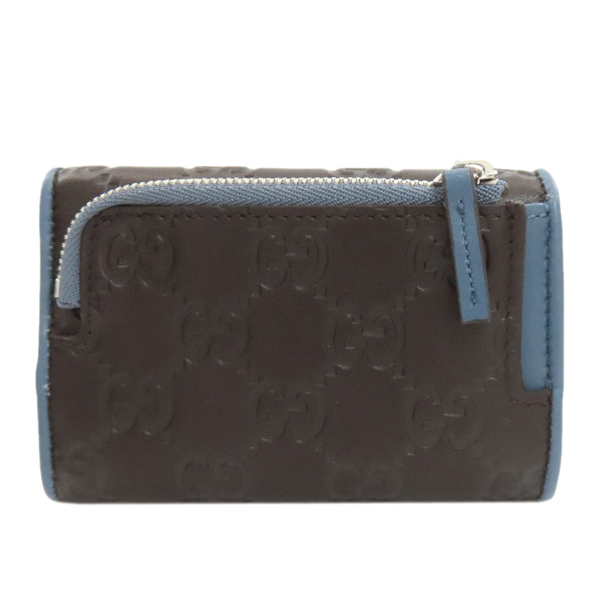 Gucci Blue Dark Brown Leather Wallet (Bi-Fold) (Pre-Owned)