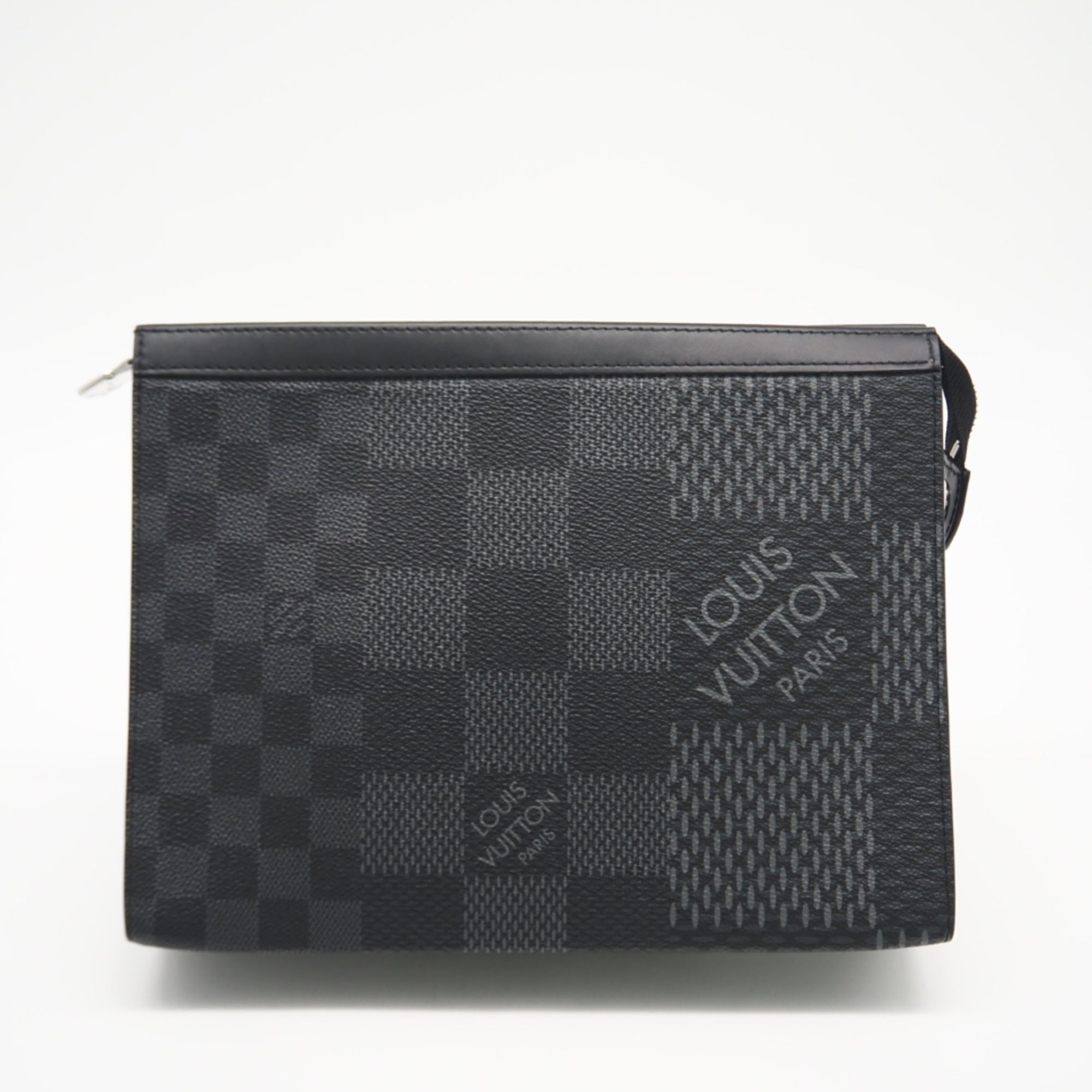 Louis Vuitton Black Gray Leather Pochette Shoulder Bag (Pre-Owned)