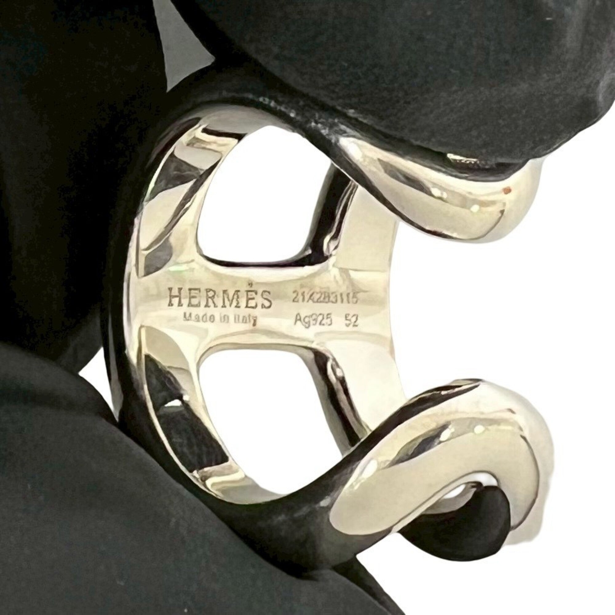 Hermes Silver Silver 925 Band Ring (Pre-Owned)