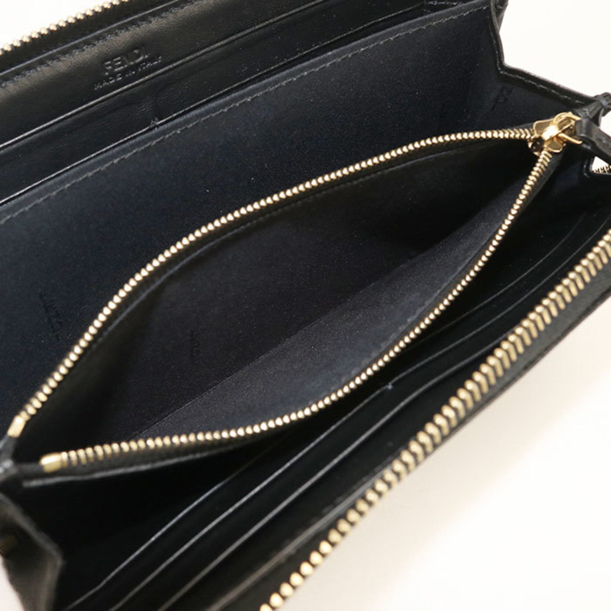 Fendi Black Leather Long Wallet (Bi-Fold) (Pre-Owned)