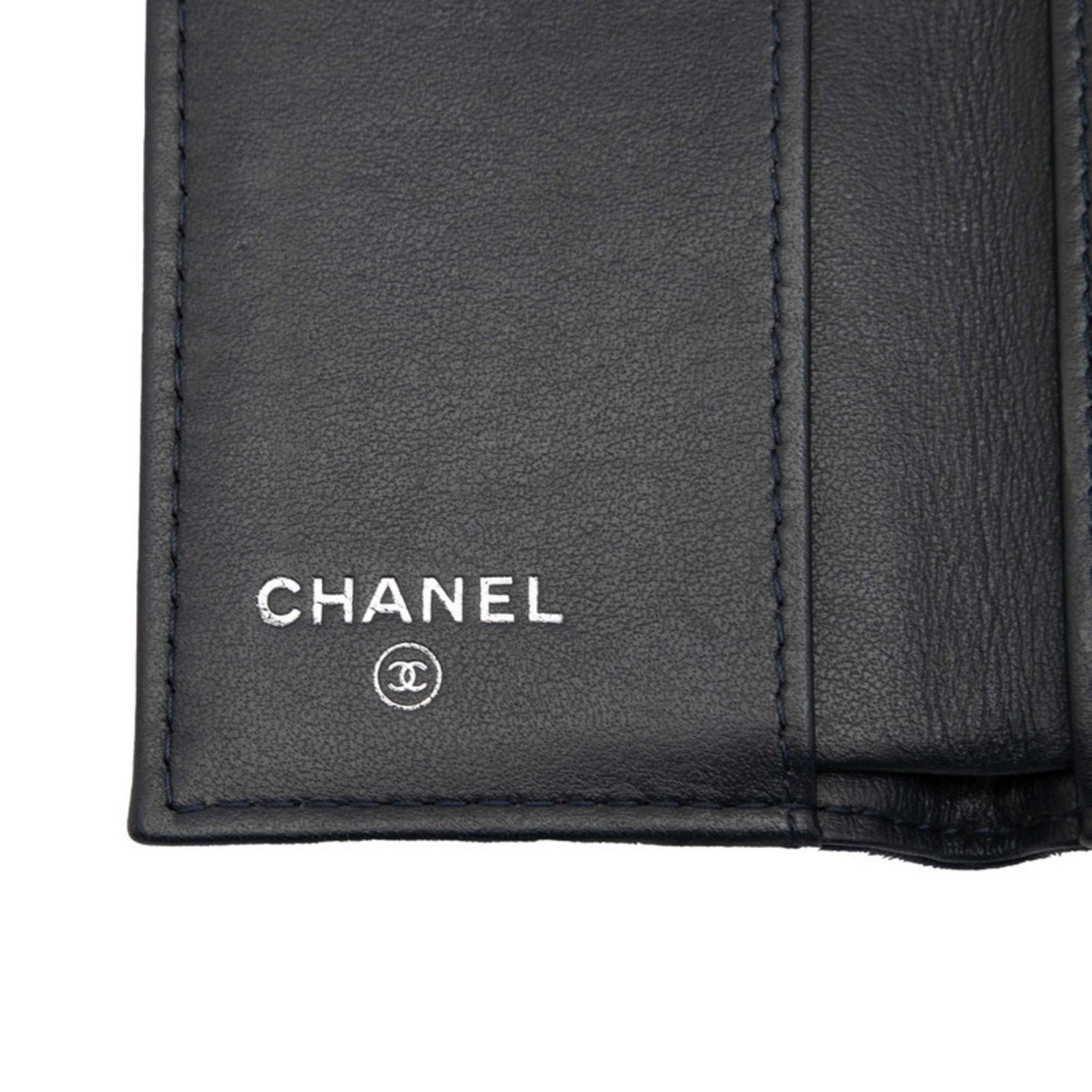 Chanel Navy Leather Wallet (Tri-Fold) (Pre-Owned)