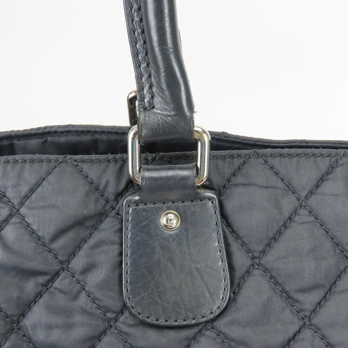 Chanel Matelasse Black Nylon Leather Tote Bag (Pre-Owned)
