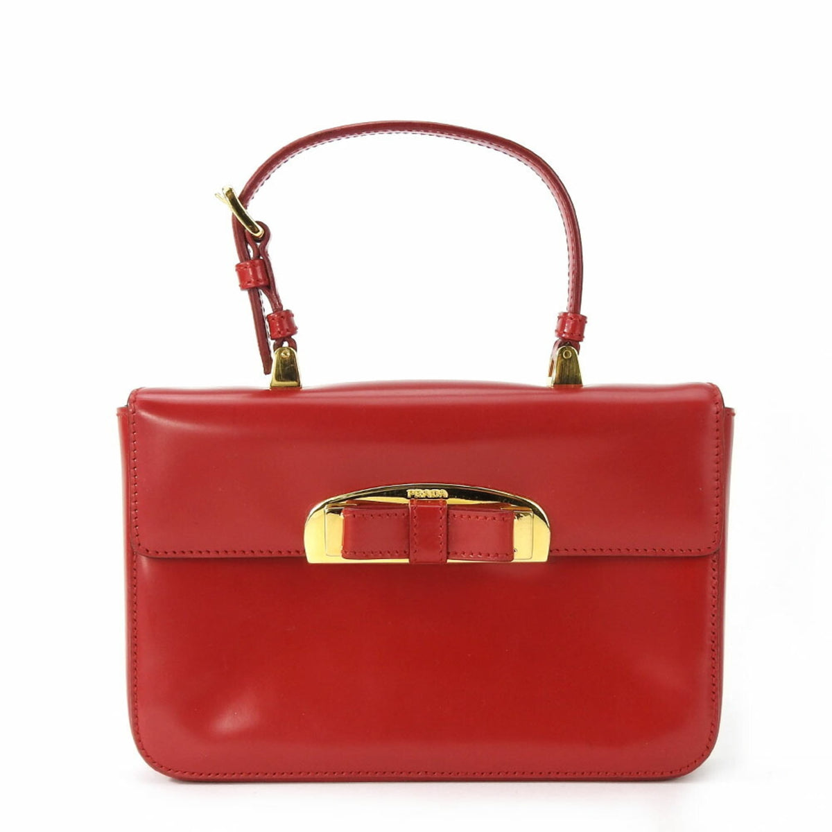 Prada Red Color Leather Handbag (Pre-Owned)