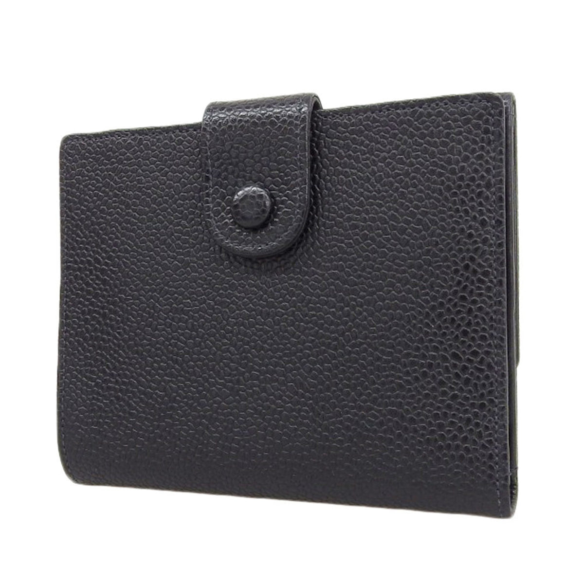 Chanel Black Grained Calfskin Wallet (Bi-Fold) (Pre-Owned)