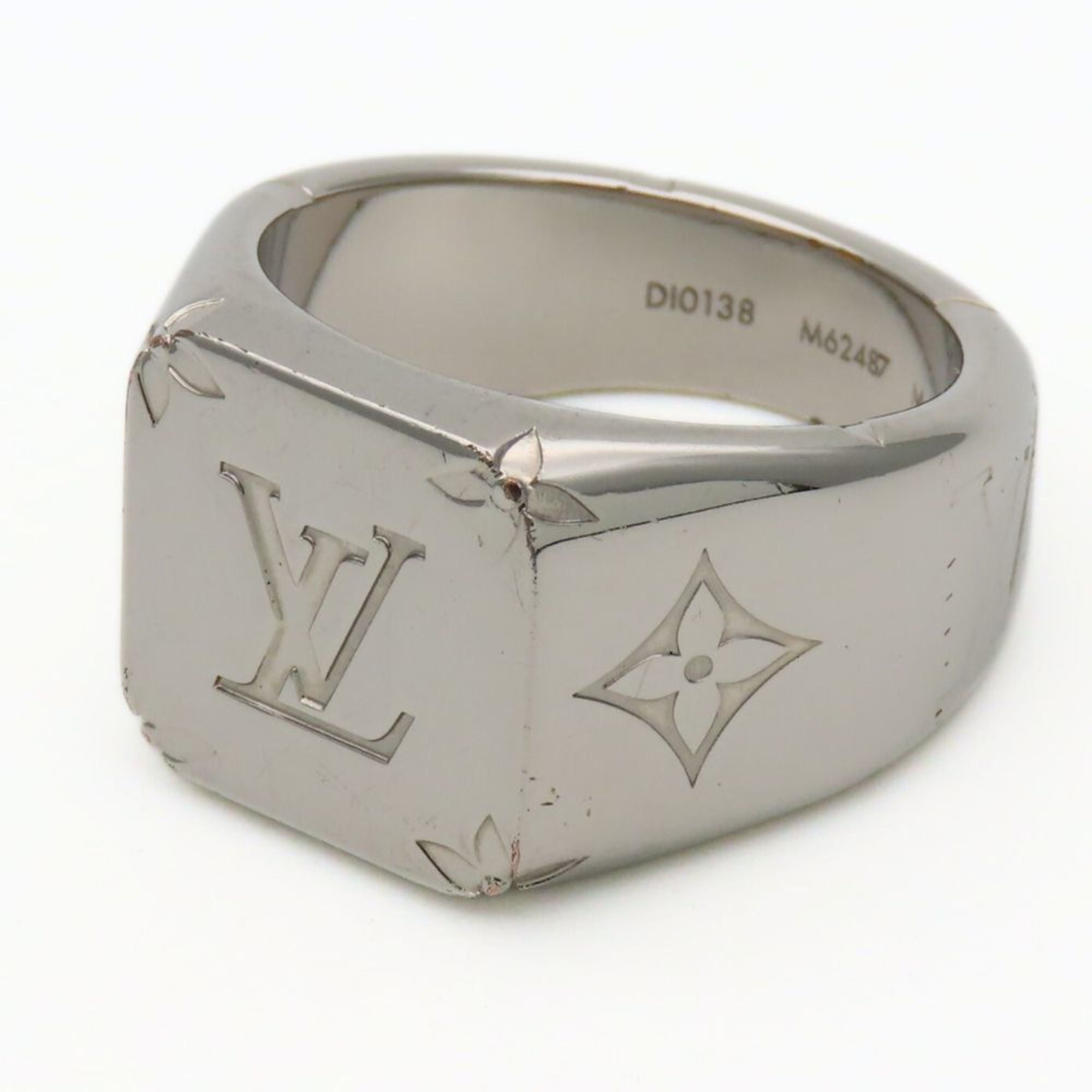 Louis Vuitton Silver Metal Band Ring (Pre-Owned)