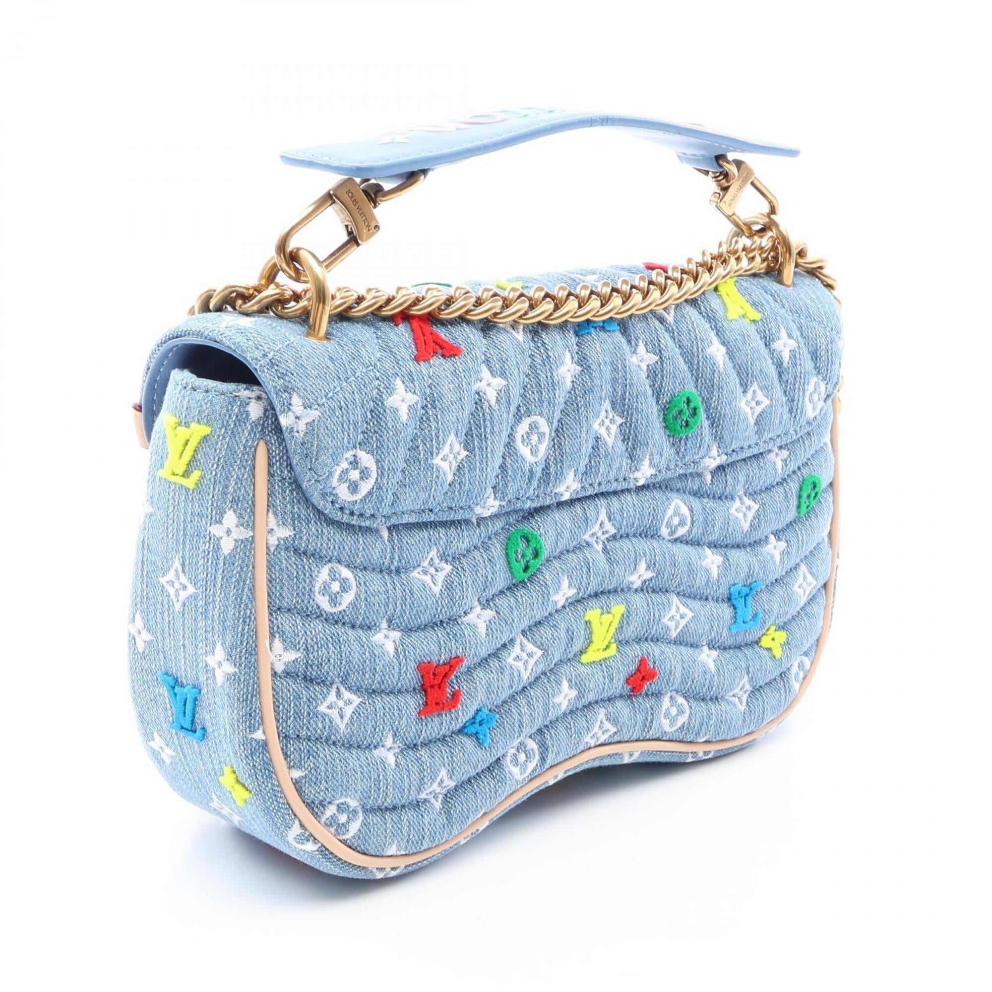 Louis Vuitton Blue Denim Leather Handbag Shoulder Bag (Pre-Owned)