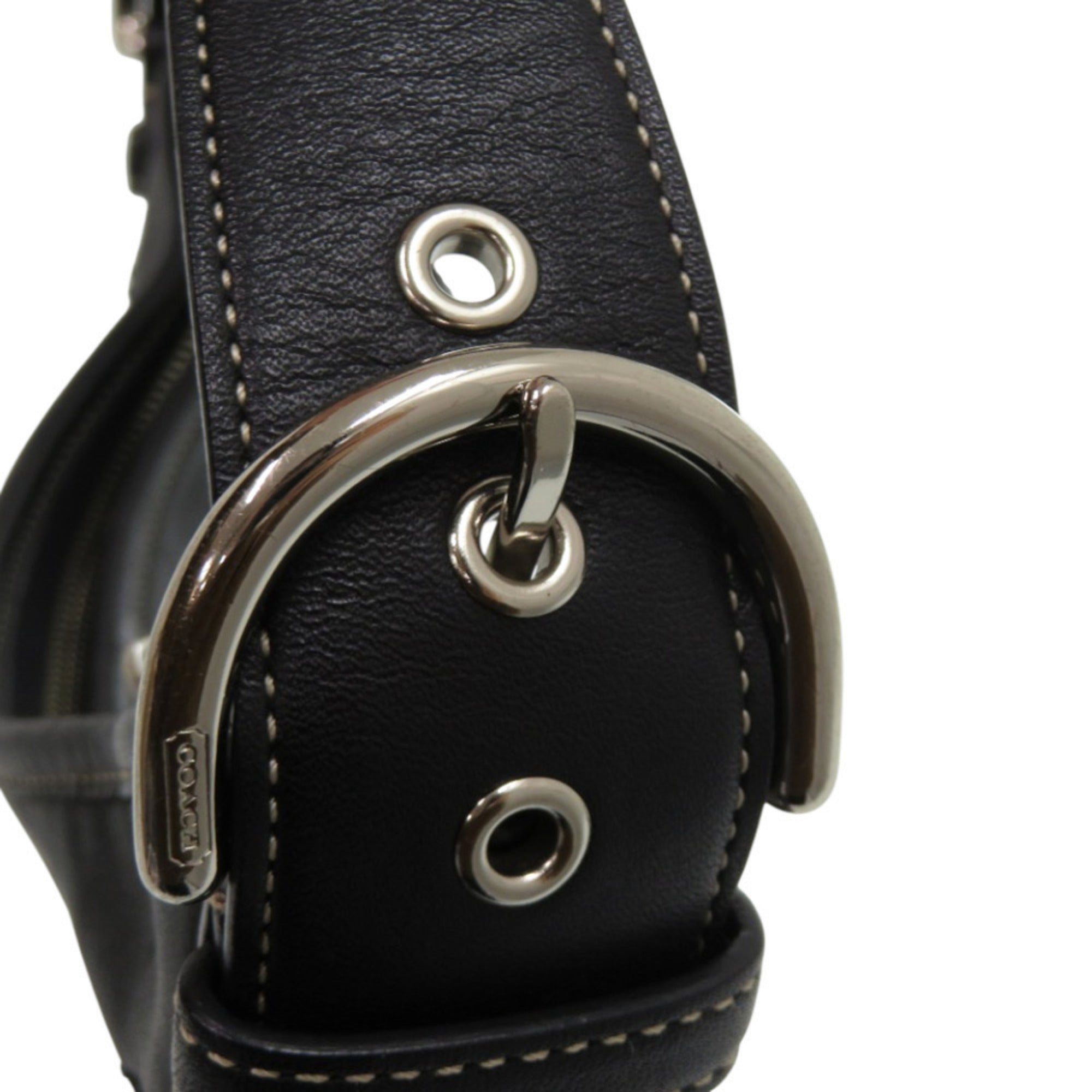 Coach Black White Leather Shoulder Bag (Pre-Owned)