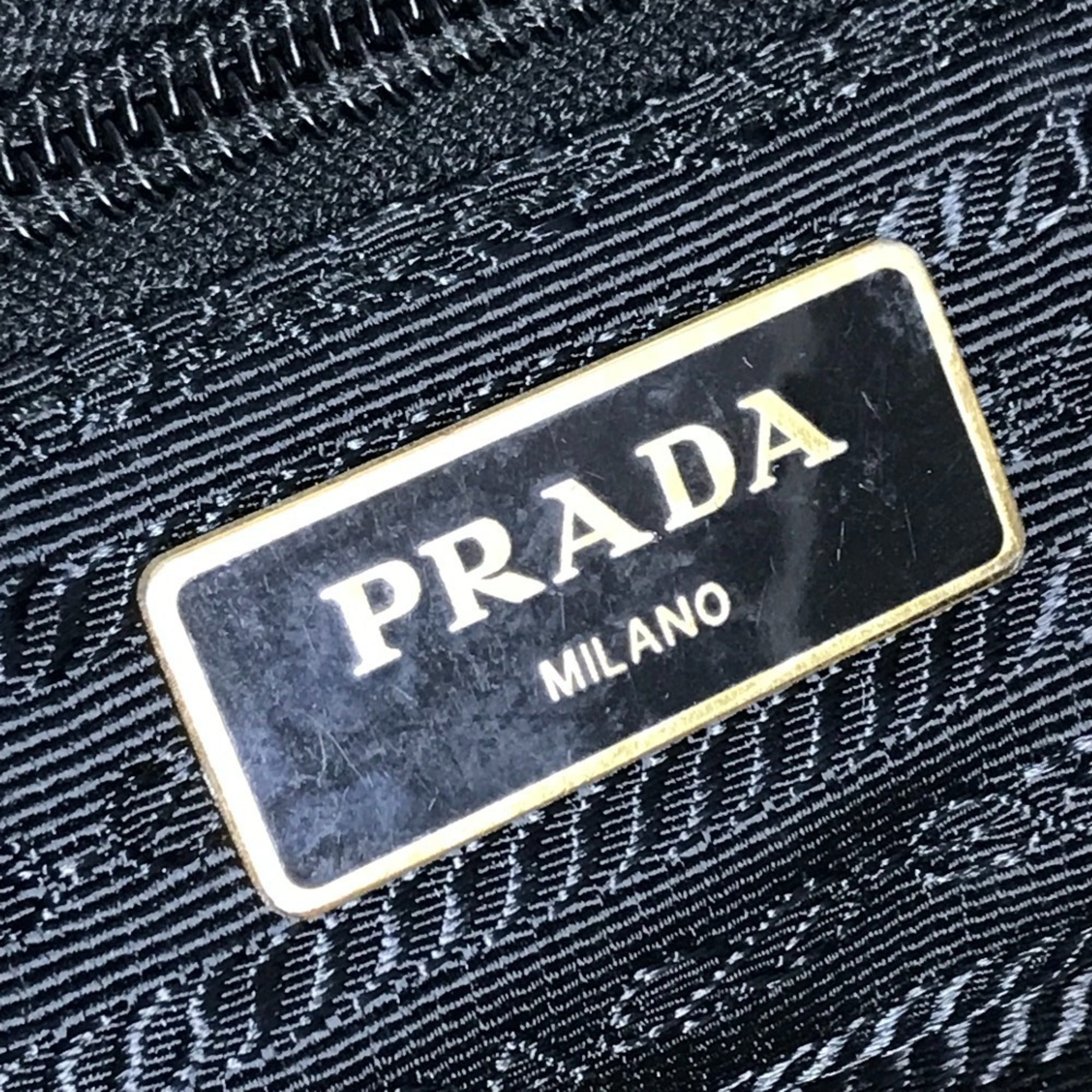Prada Black Multi-Color Leather Nylon Handbag Shoulder Bag Tote Bag (Pre-Owned)