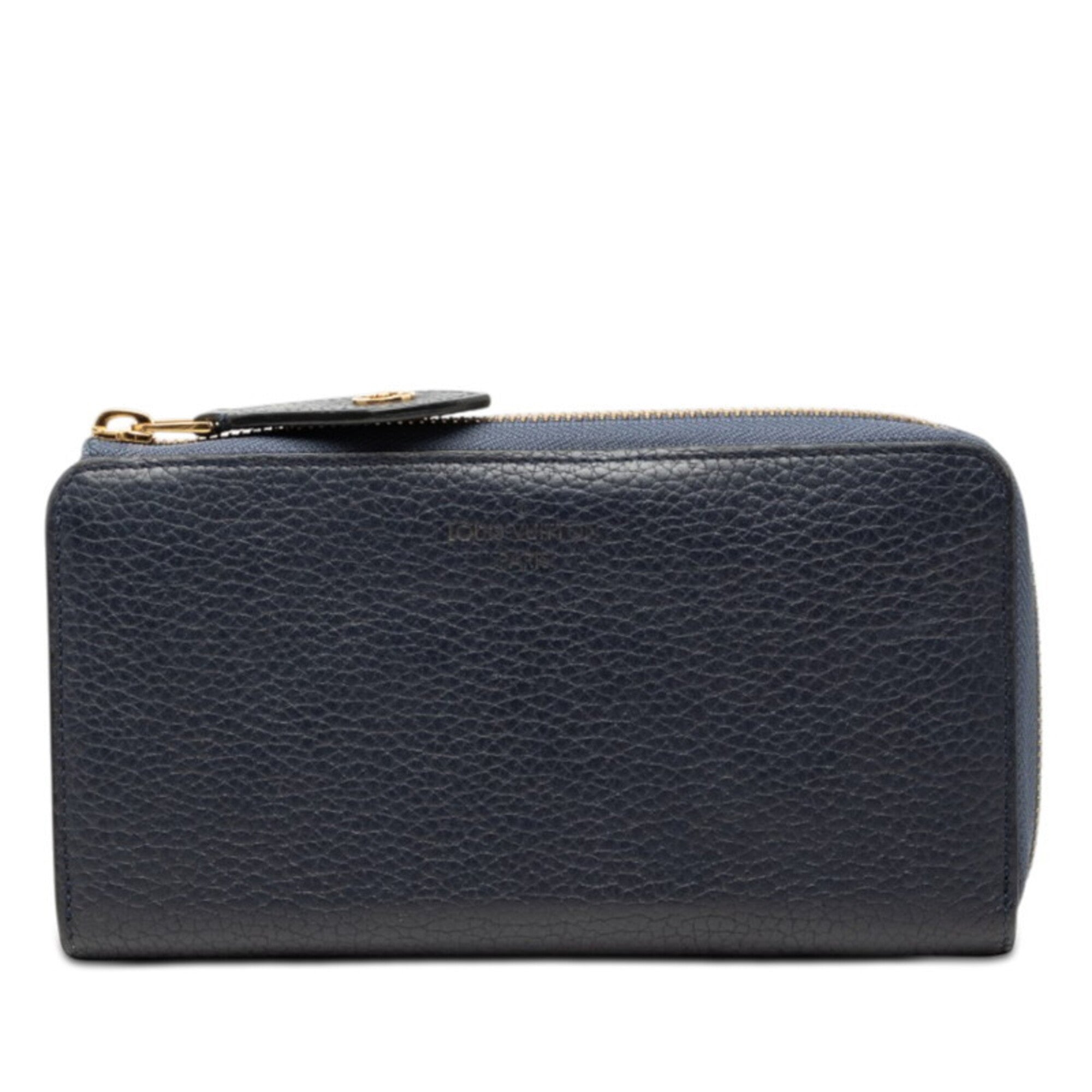 Louis Vuitton Navy Navy Blue Leather Long Wallet (Bi-Fold) (Pre-Owned)