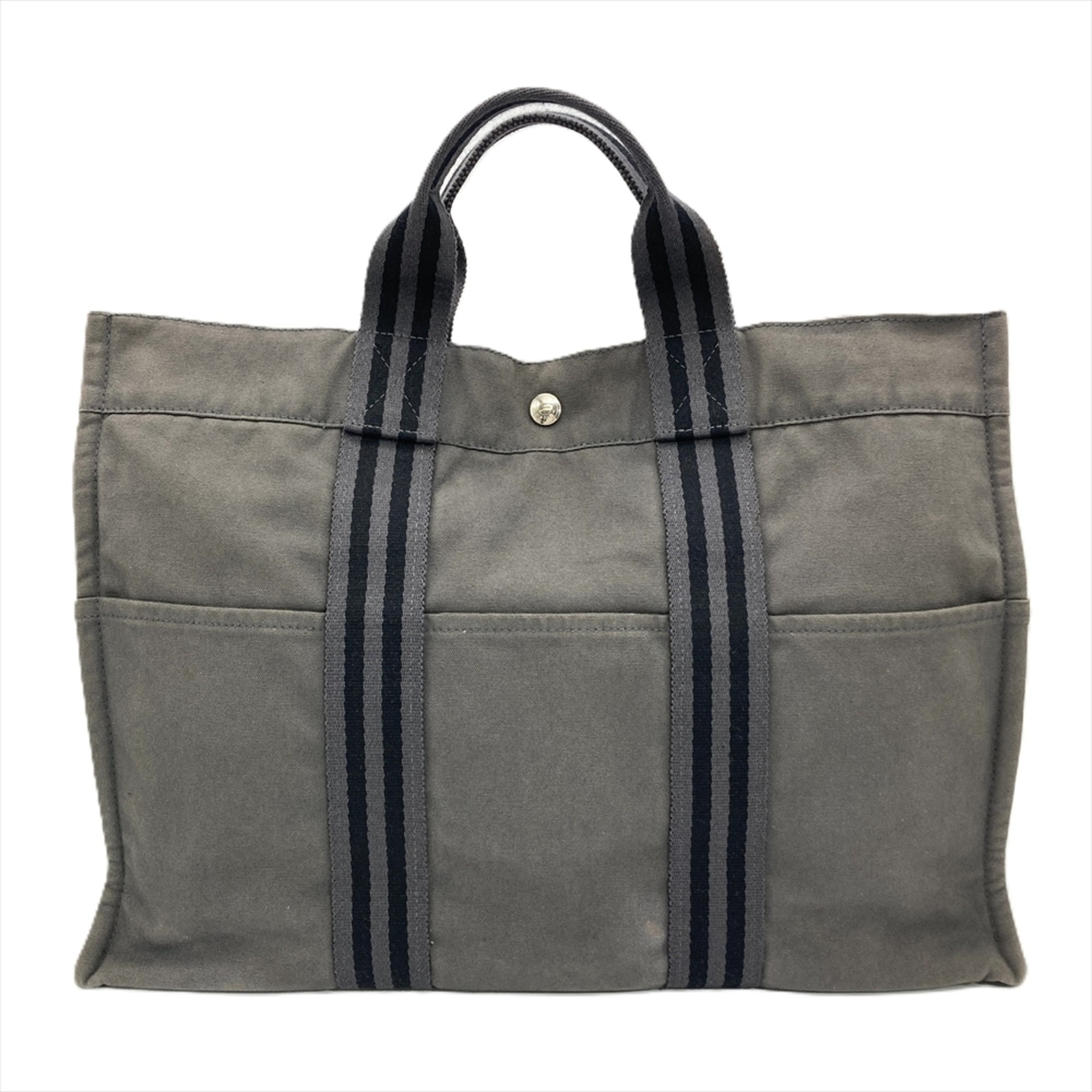 Hermes Gray Cotton Tote Bag (Pre-Owned)