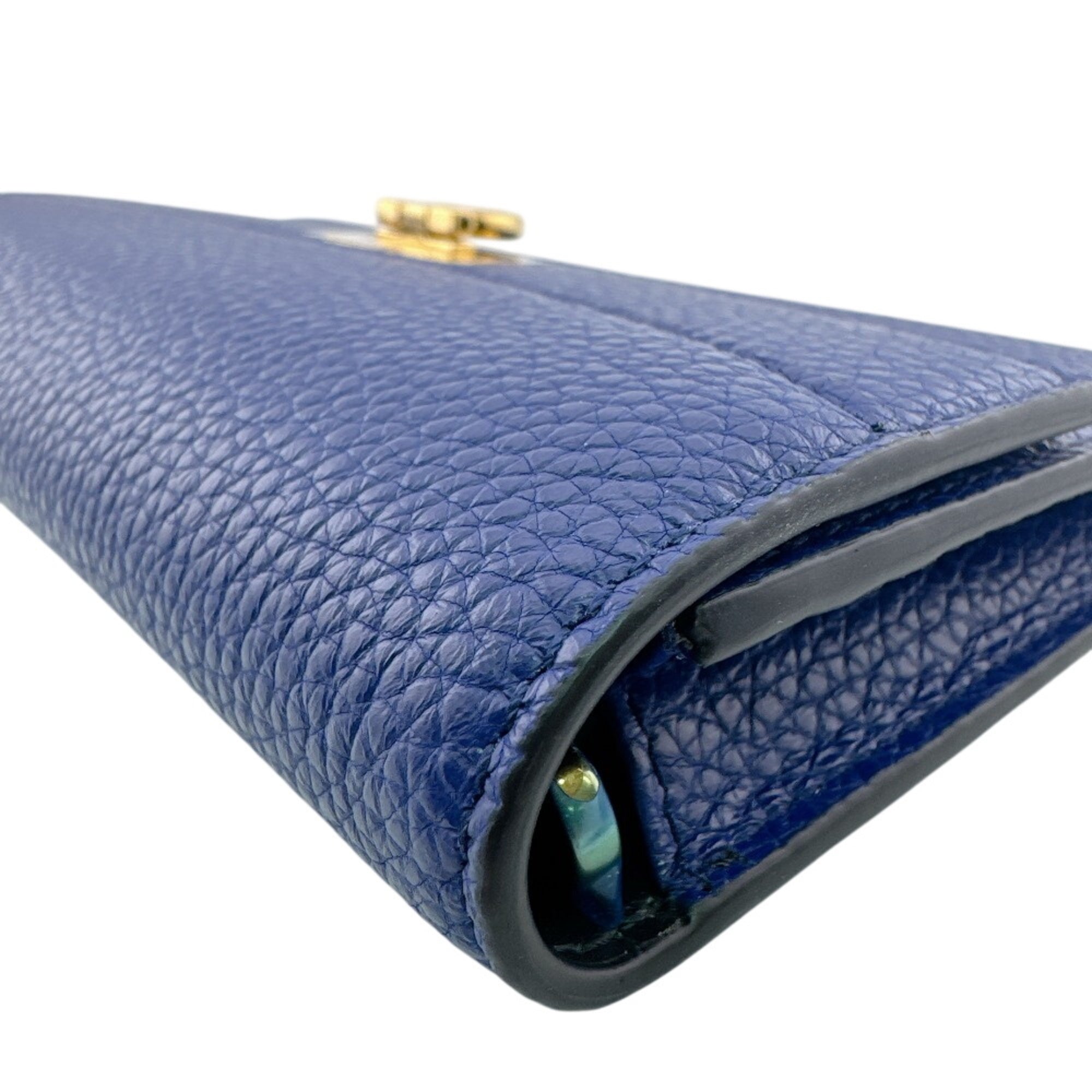 Salvatore Ferragamo Navy Leather Long Wallet (Tri-Fold) (Pre-Owned)