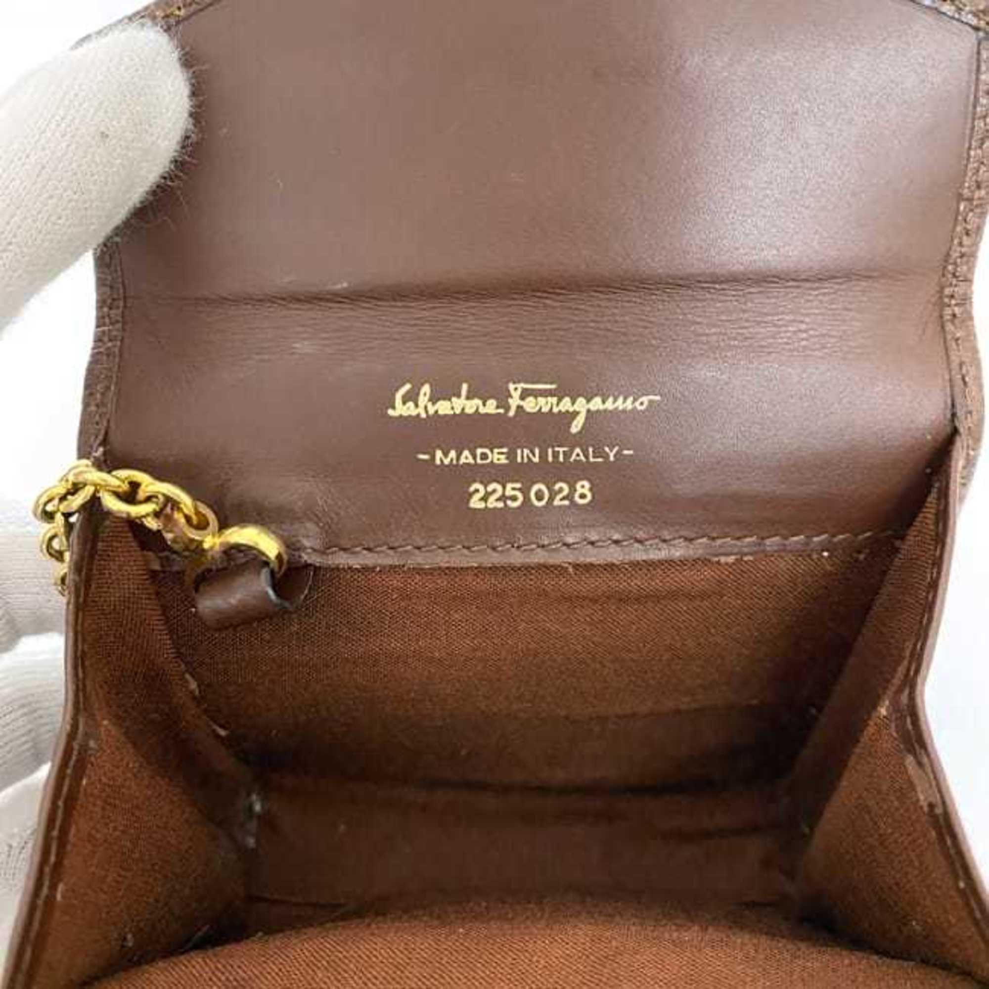 Salvatore Ferragamo Brown Leather Coin Purse/Coin Case (Pre-Owned)