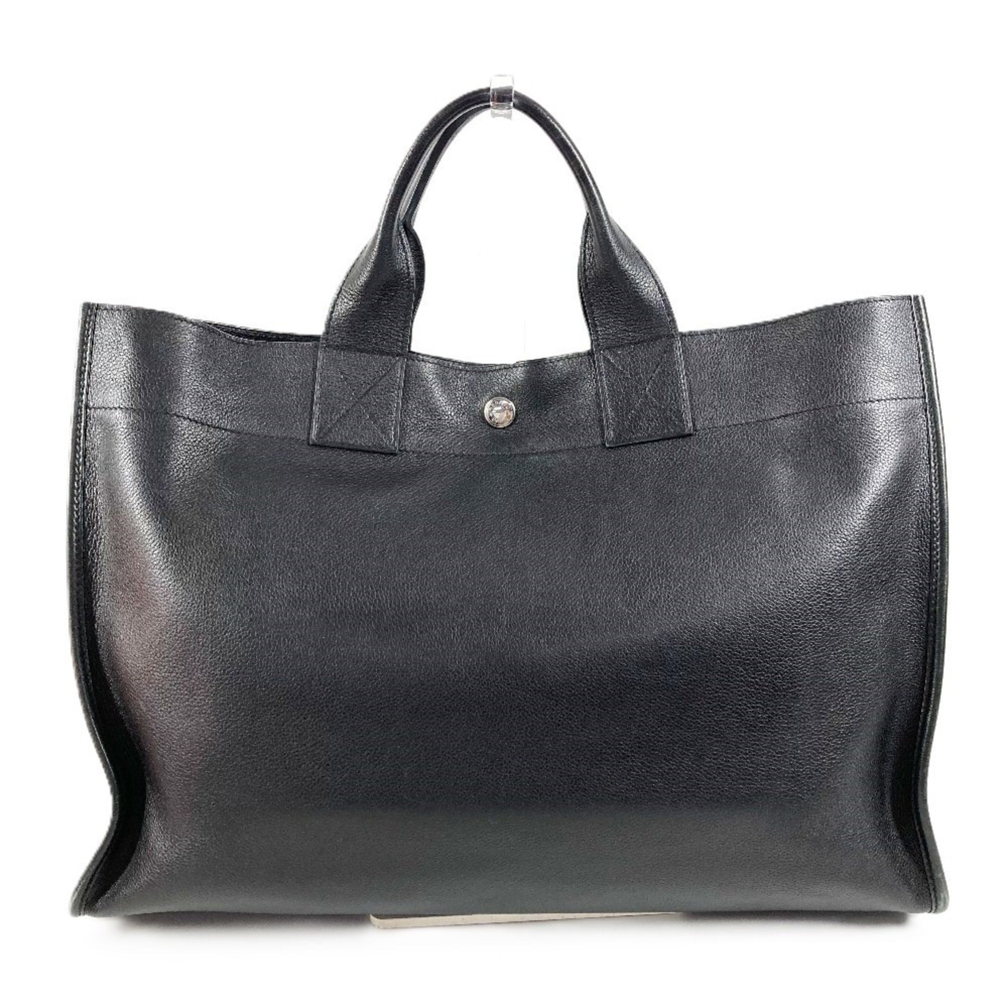 Hermes Black Leather Handbag Tote Bag (Pre-Owned)