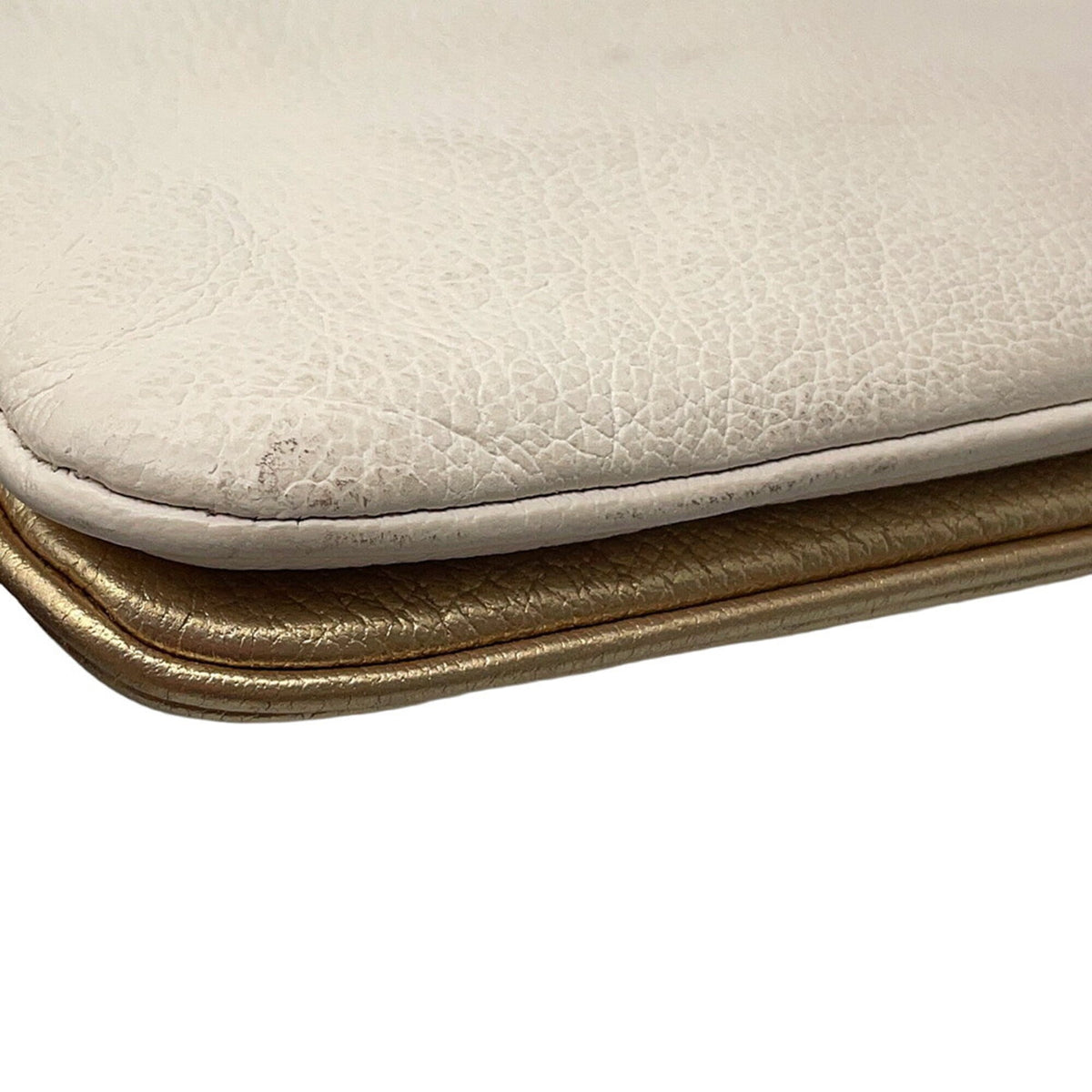 Miu Miu Gold White Leather Shoulder Bag (Pre-Owned)