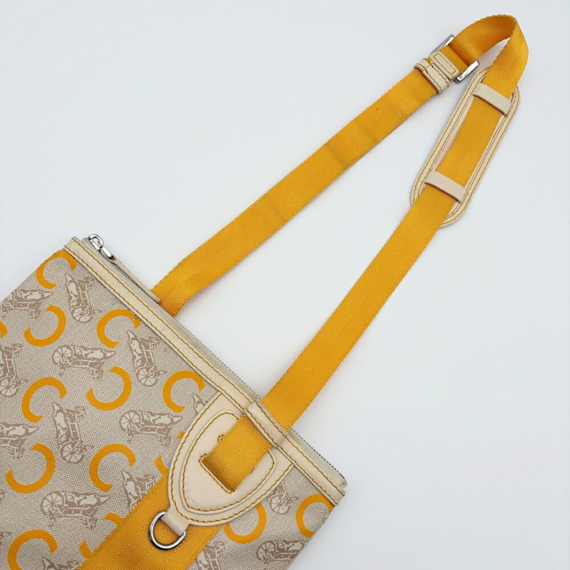 Celine Beige Yellow Canvas Pvc Leather Pochette Shoulder Bag (Pre-Owned)