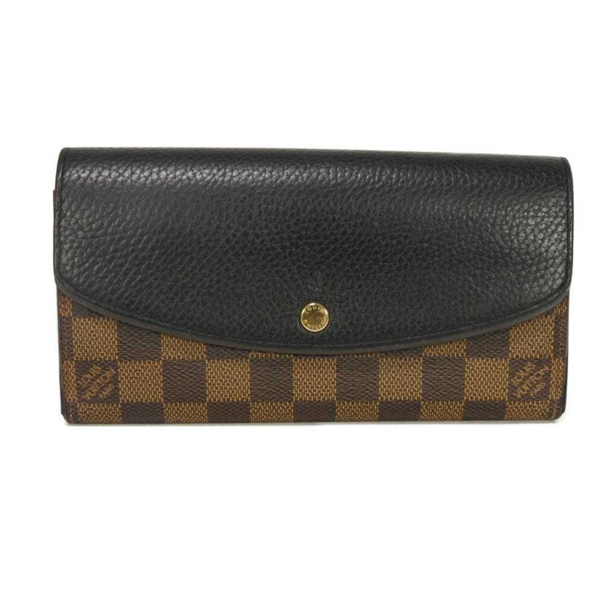 Louis Vuitton Black Brown Damier Canvas Noir Damier Canvas Leather Long Wallet (Bi-Fold) (Pre-Owned)