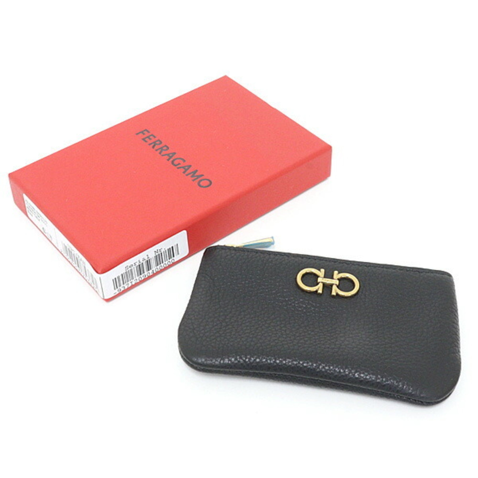 Salvatore Ferragamo Gancini Black Leather Coin Purse/Coin Case (Pre-Owned)