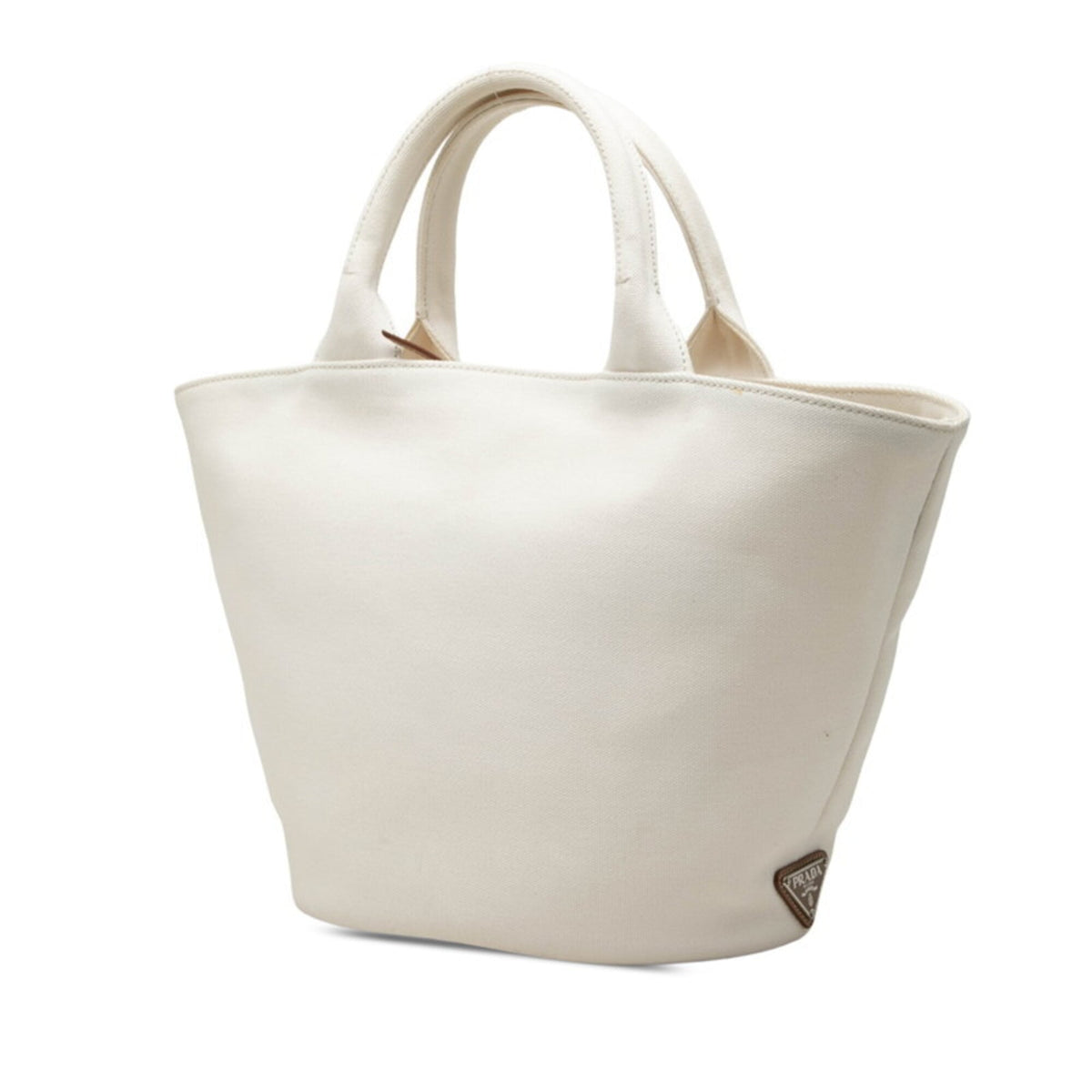 Prada White Canvas Pouch Shoulder Bag Tote Bag (Pre-Owned)