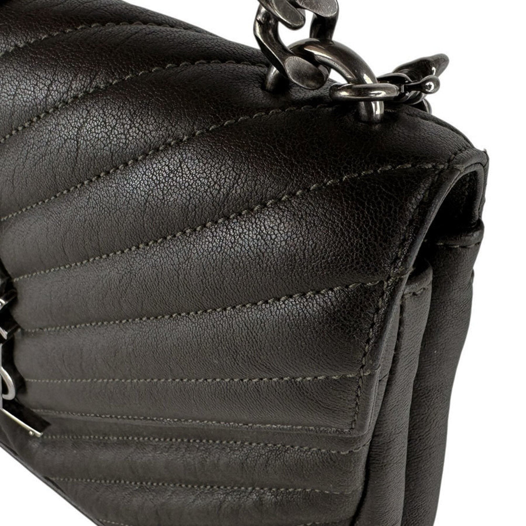 Saint Laurent Khaki Brown Leather Shoulder Bag (Pre-Owned)