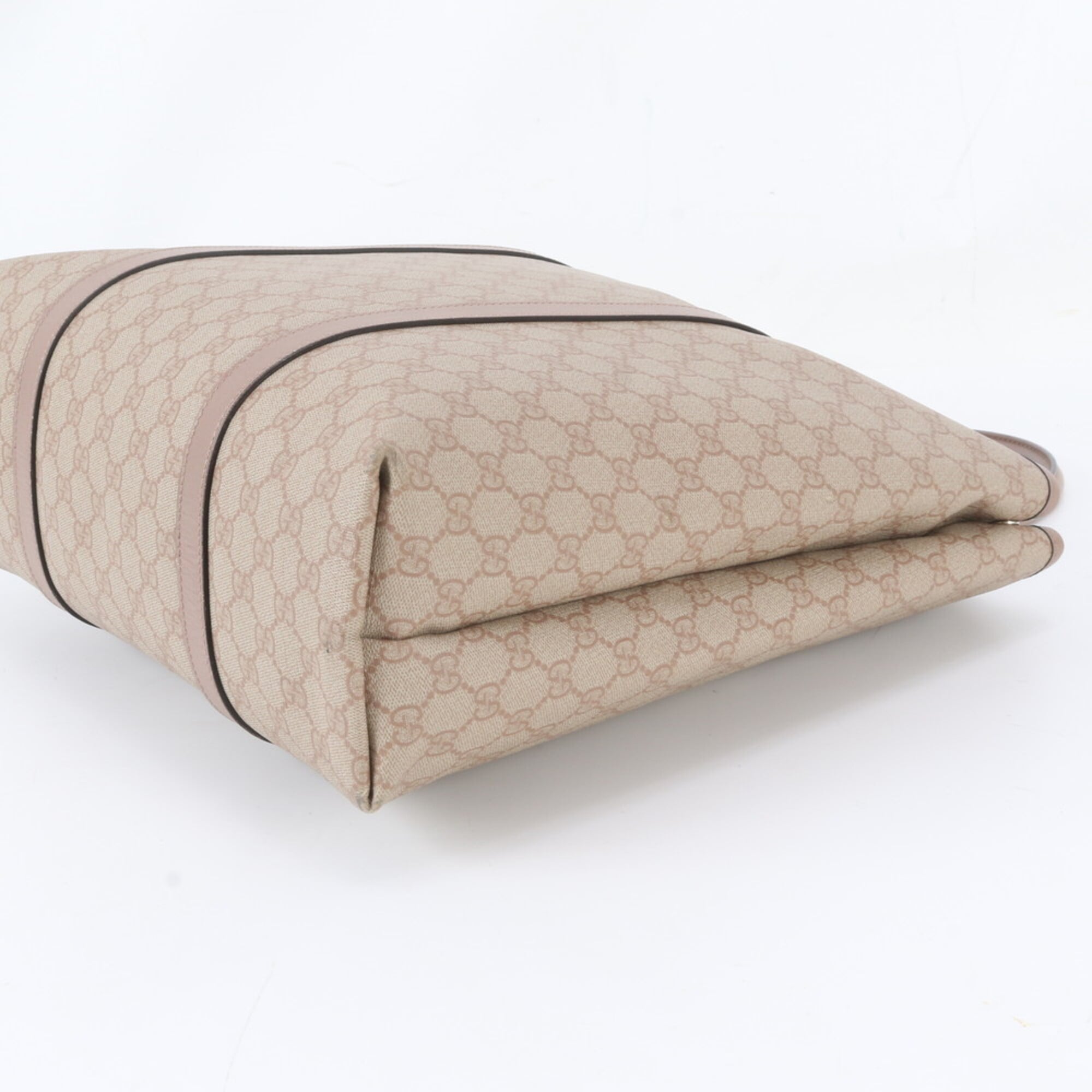 Gucci Sherry Line Pink Beige Leather Coated Canvas Handbag Shoulder Bag Tote Bag (Pre-Owned)