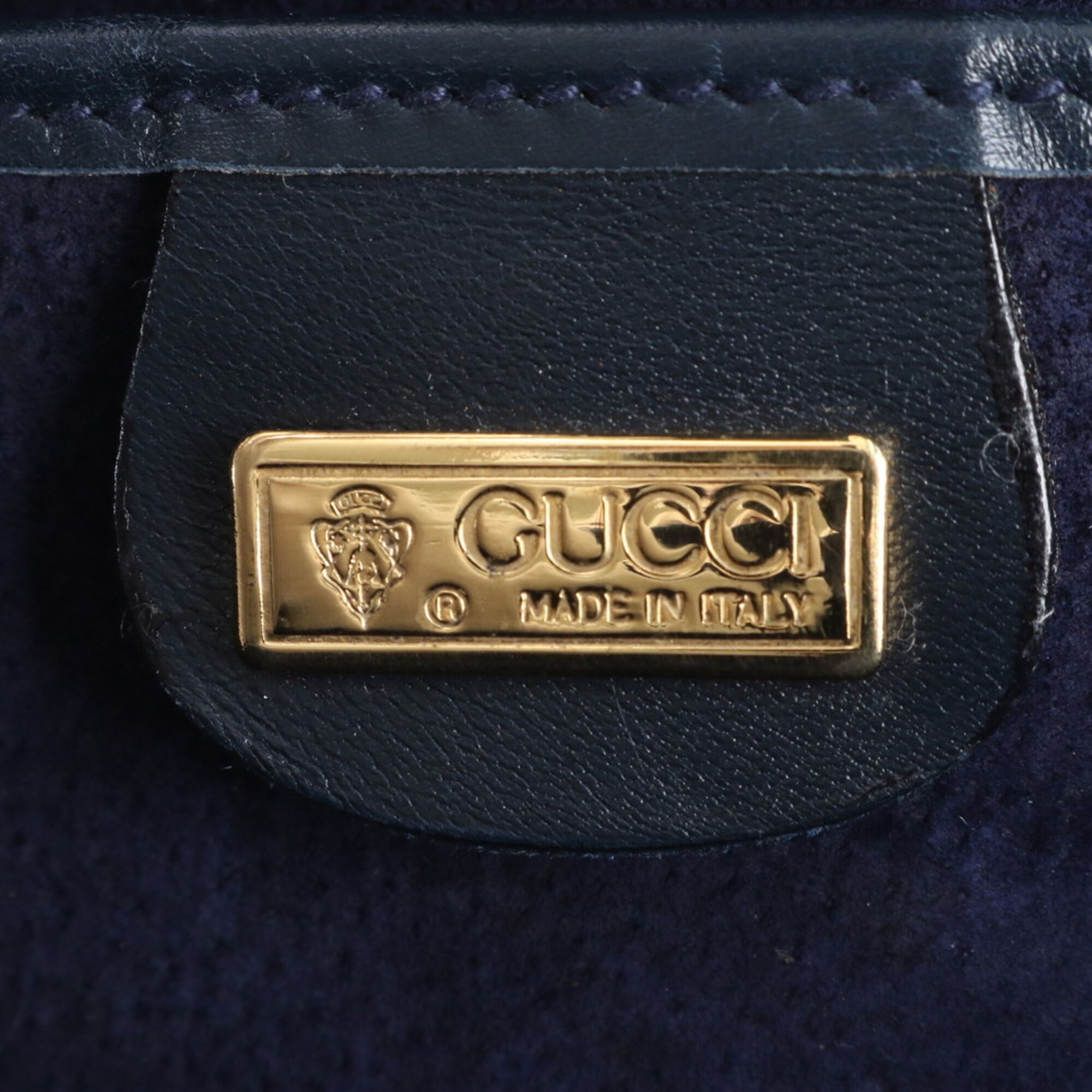 Gucci Navy Leather Handbag Shoulder Bag (Pre-Owned)