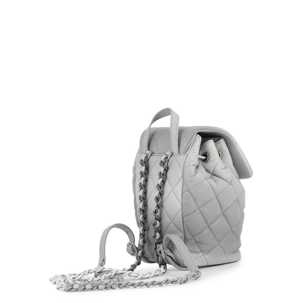 Chanel Gray Grained Calfskin Handbag (Pre-Owned)